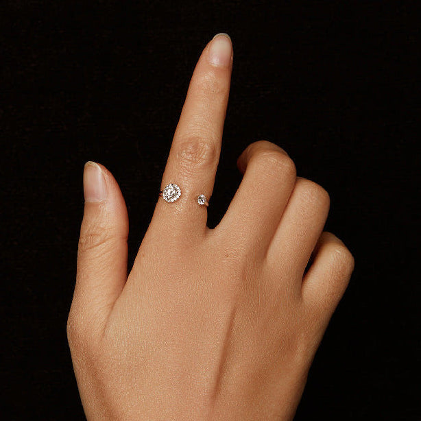 Fashion Moissanite Open Ring | Sterling Silver