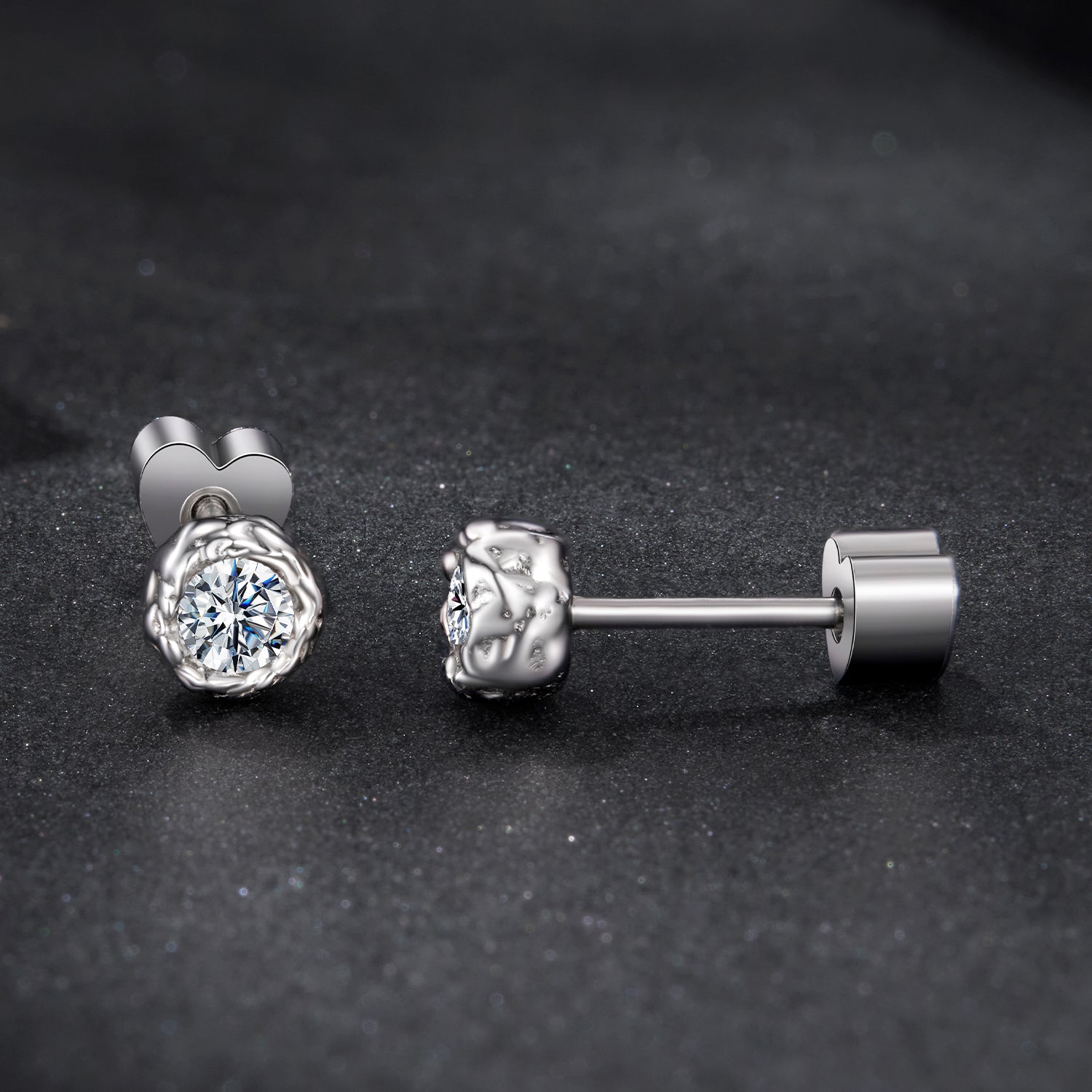 Lace Moissanite Stud Earrings | Sterling Silver