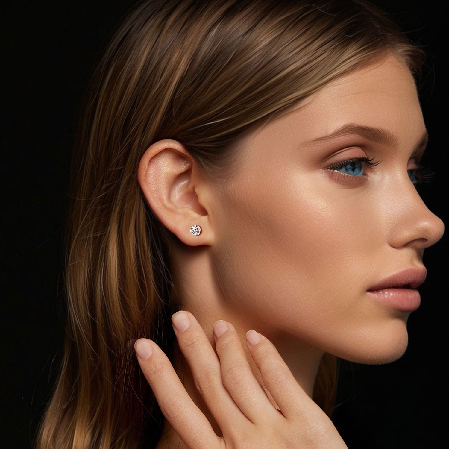 Floral Cluster Moissanite Stud Earrings | Screw-Back in Sterling Silver