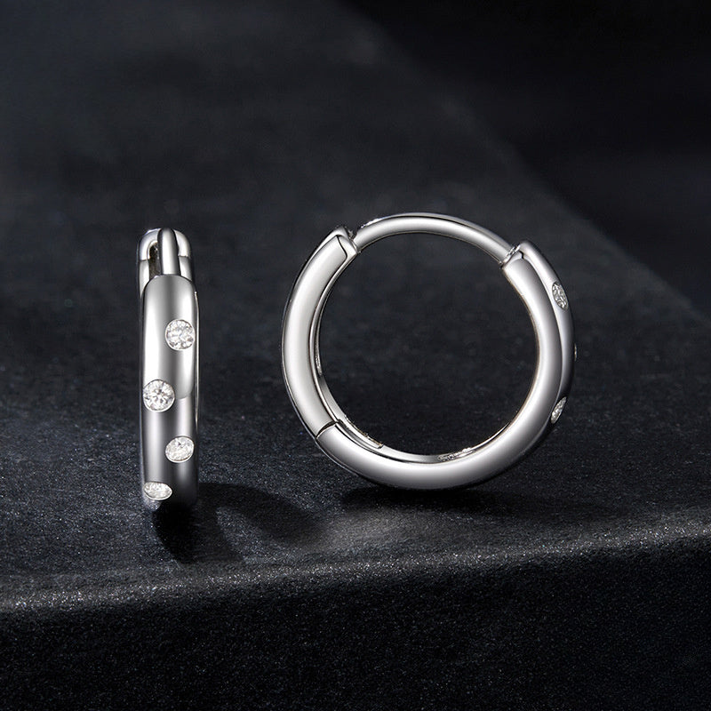 Moissanite Huggie Hoop Earrings | Sterling Silver