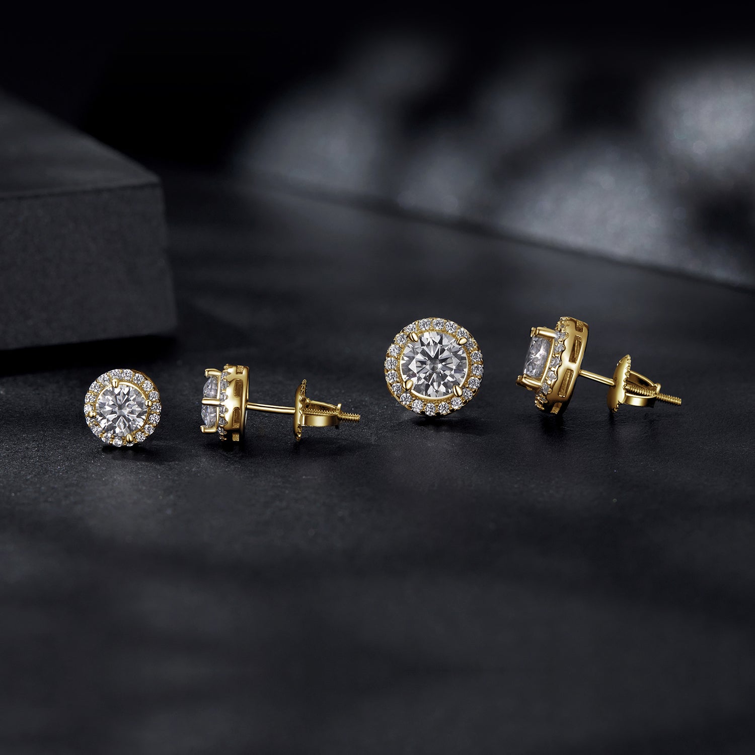 Halo Moissanite Stud Earrings | Sterling Silver