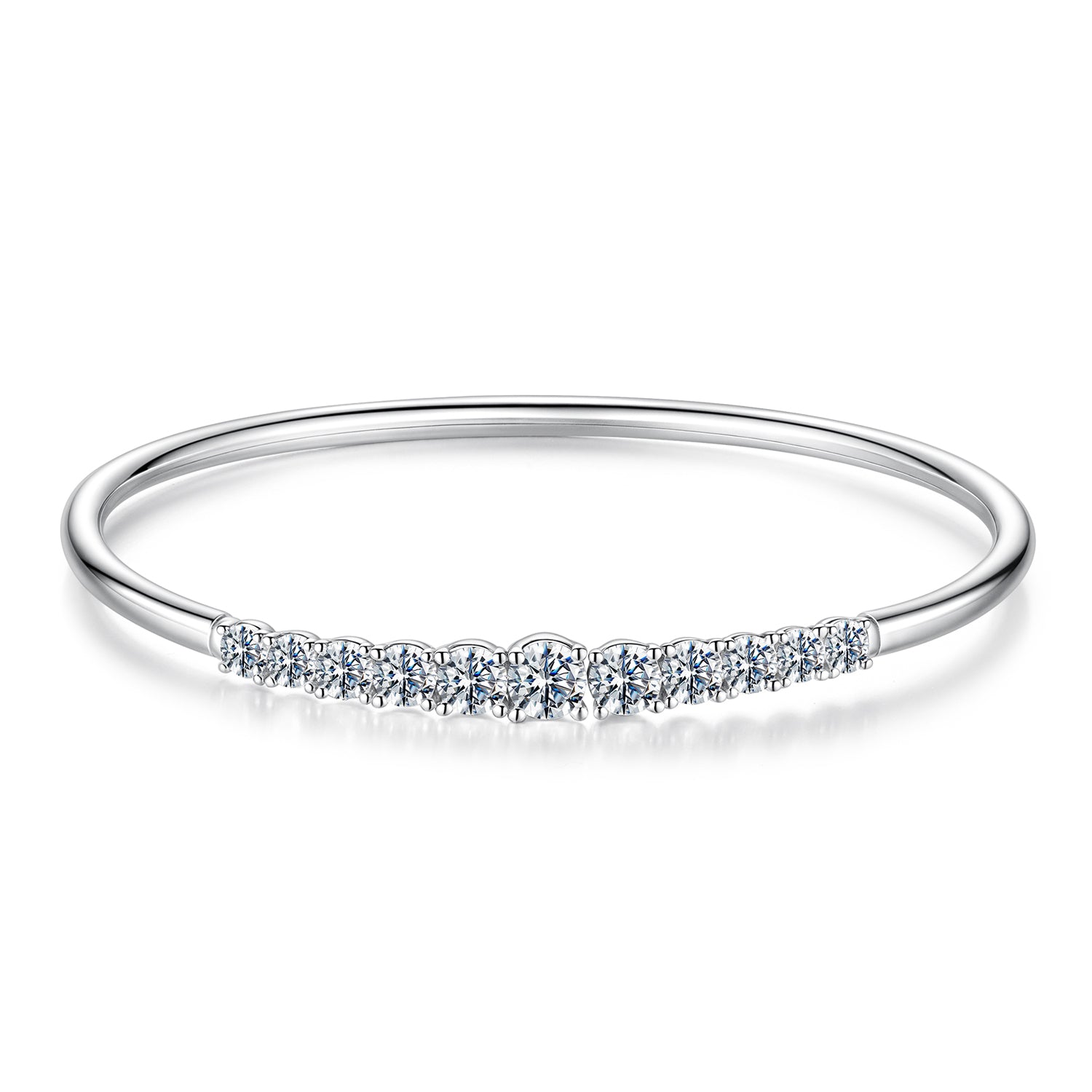 Shining Open Moissanite Bangle Bracelet | Sterling Silver