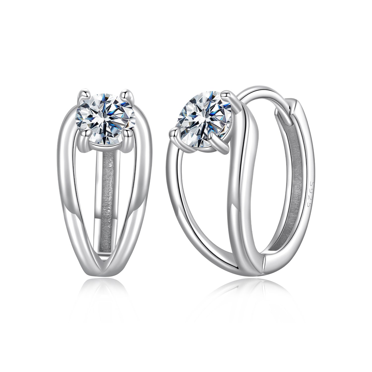 Swirl Frame Moissanite Hoop Earrings | Sterling Silver