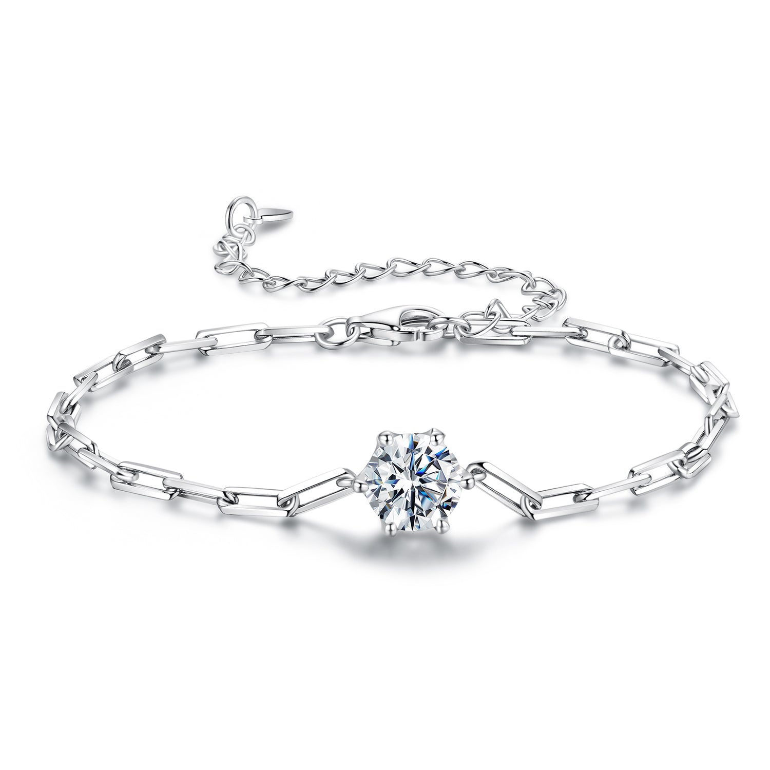 Paperclip Chain Moissanite Bracelet | Sterling Silver