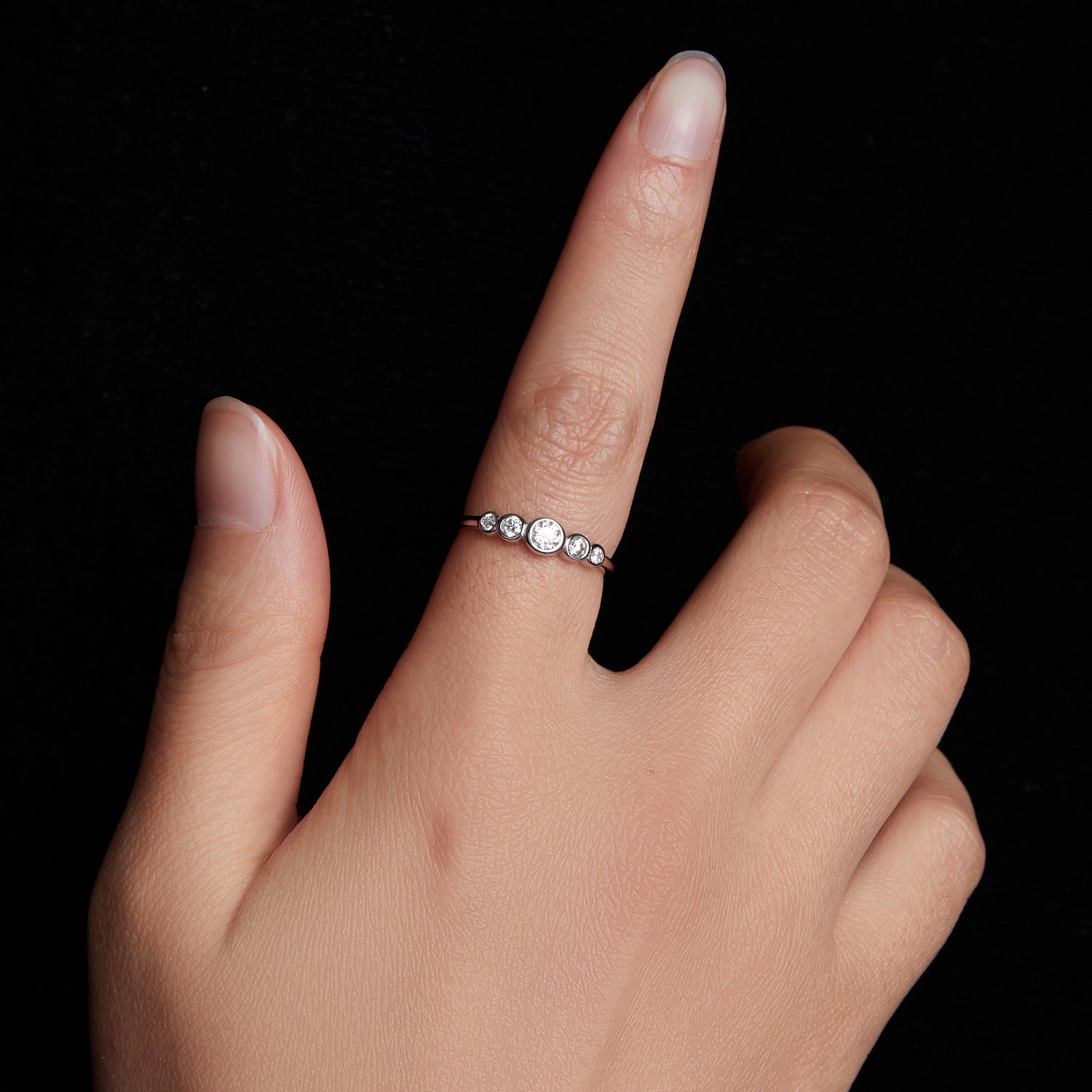 Five-Stone Bezel-Set Moissanite Ring | Sterling Silver