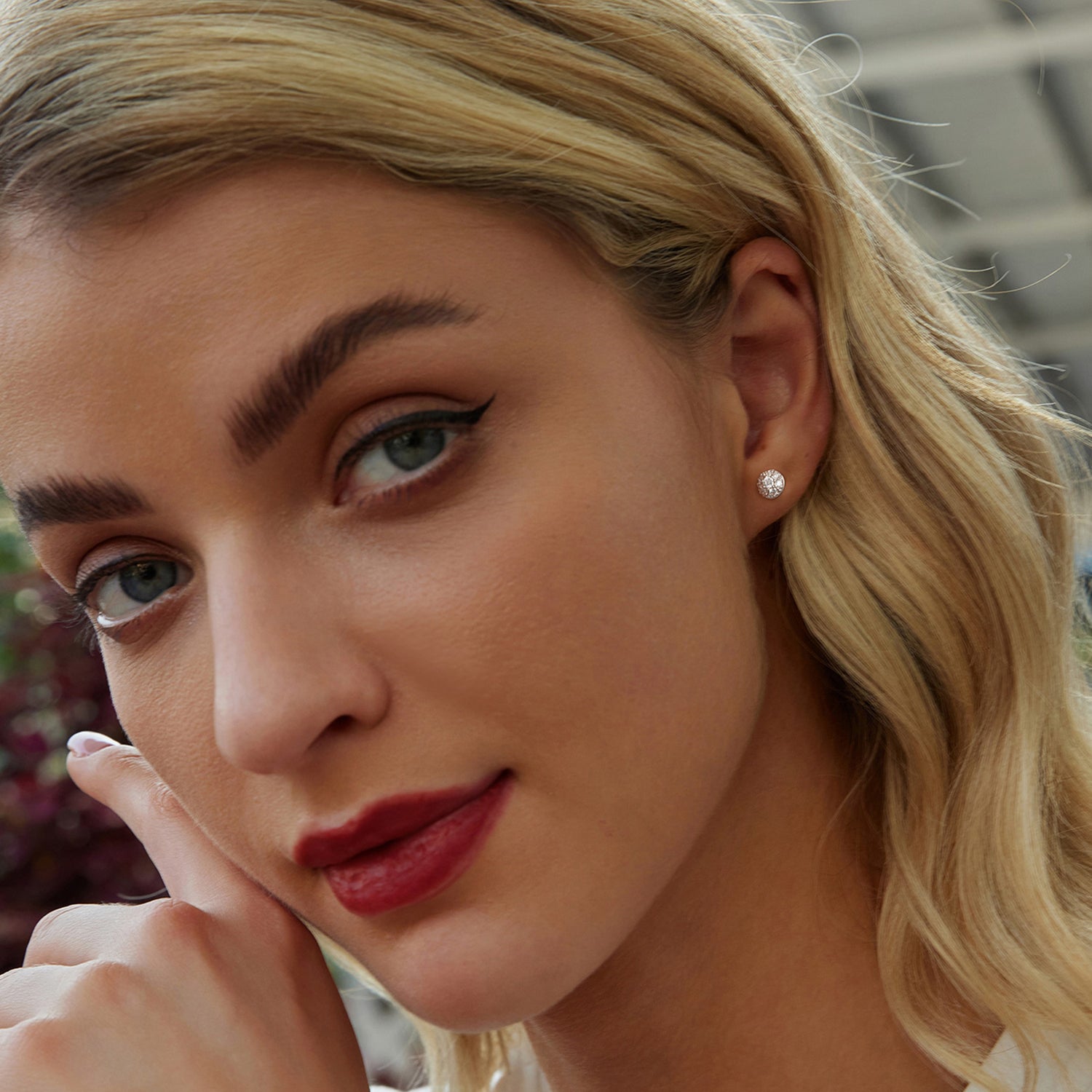 Pavé Cluster Moissanite Stud Earrings | Screw-Back in Sterling Silver