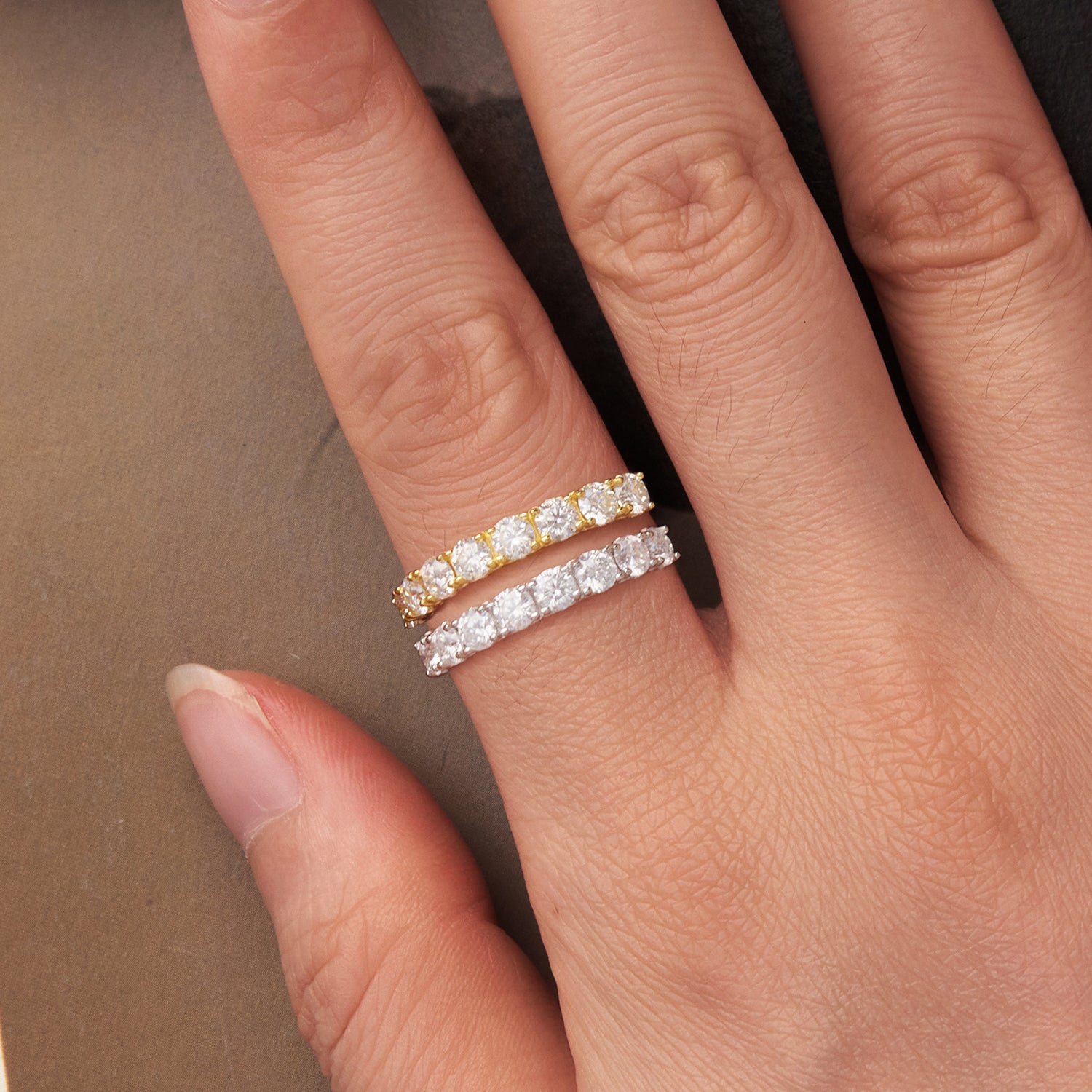 Textured Pavé Moissanite Ring | Sterling Silver