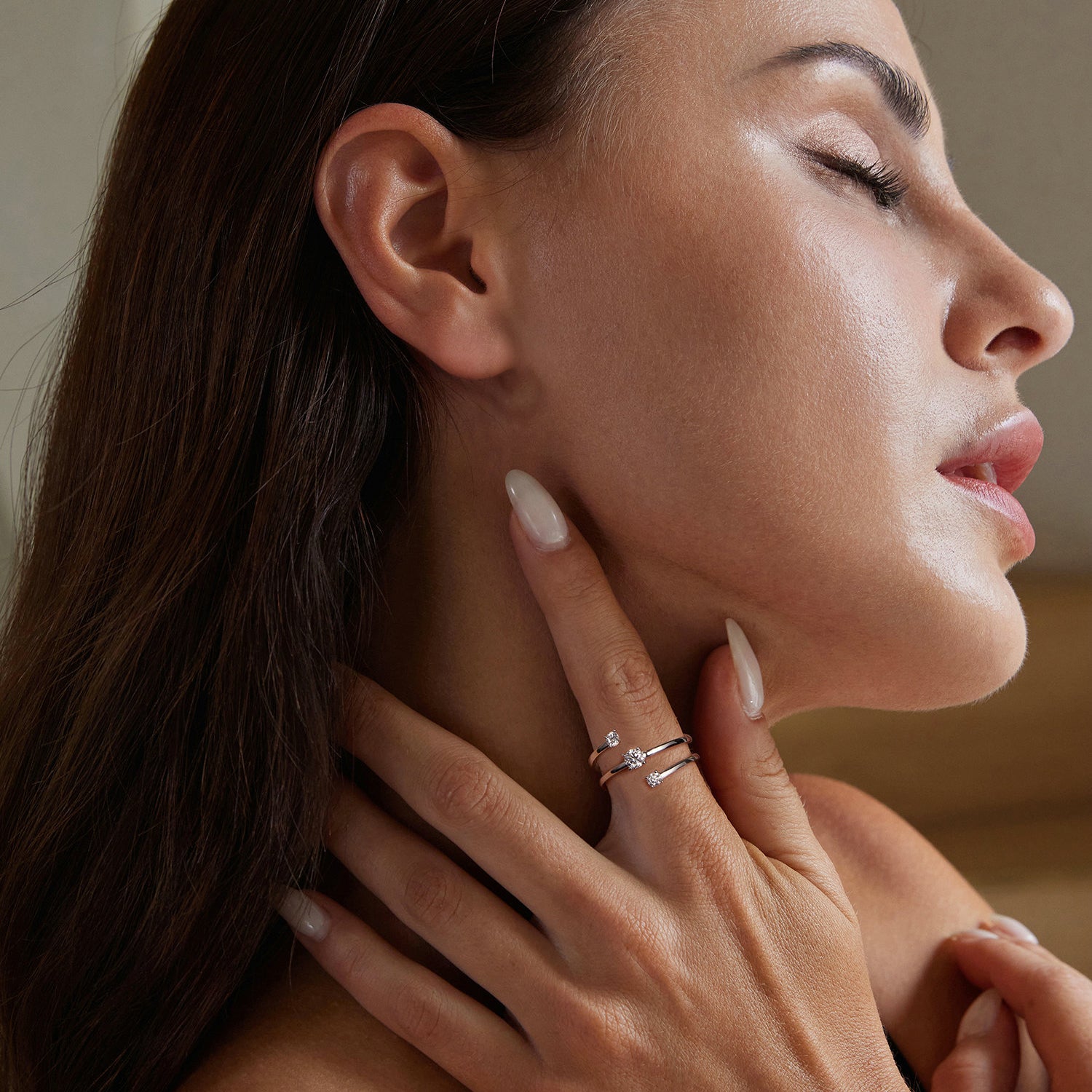 Past Present Future Three-Stone Moissanite Ring | Adjustable in Sterling Silver