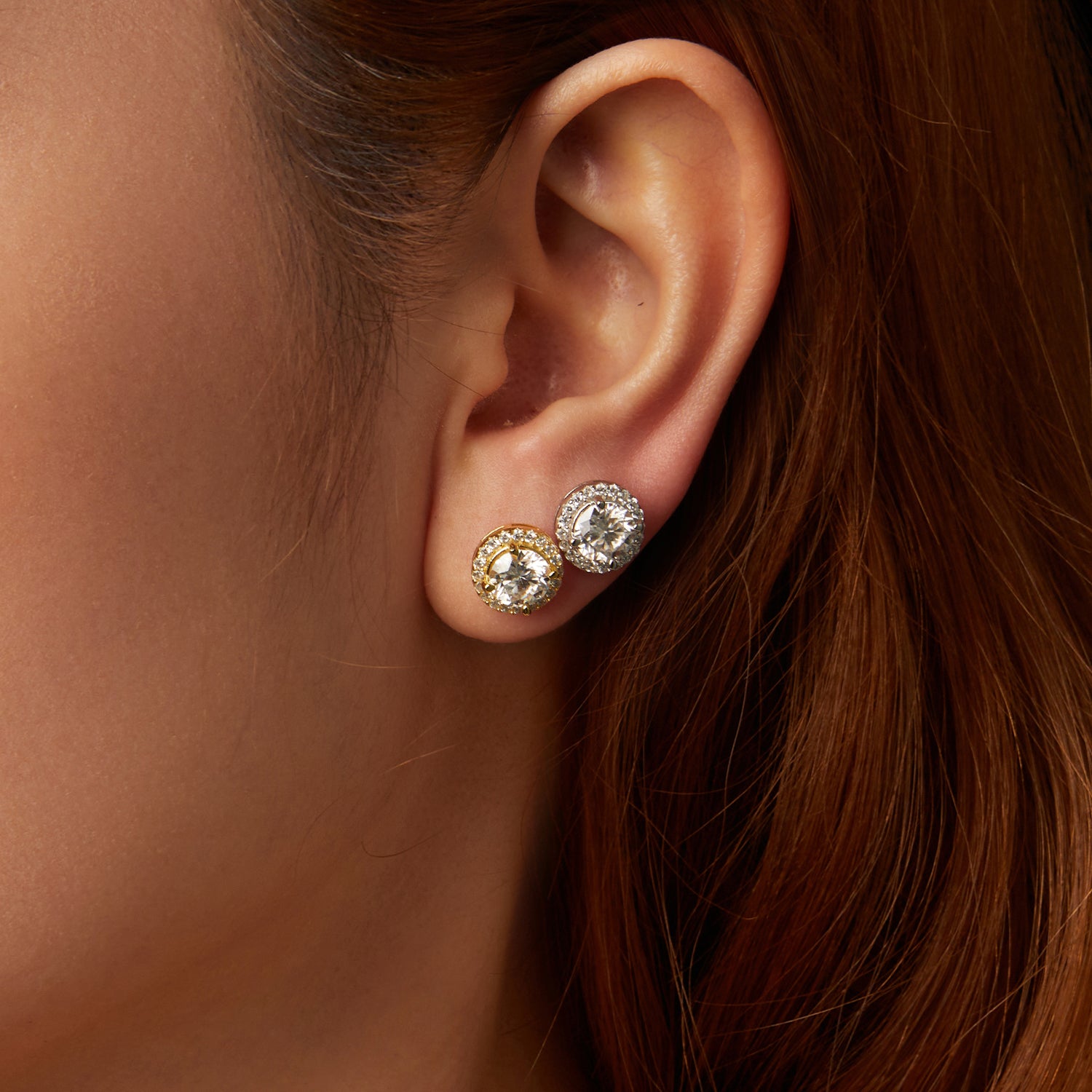 Halo Moissanite Stud Earrings | Sterling Silver