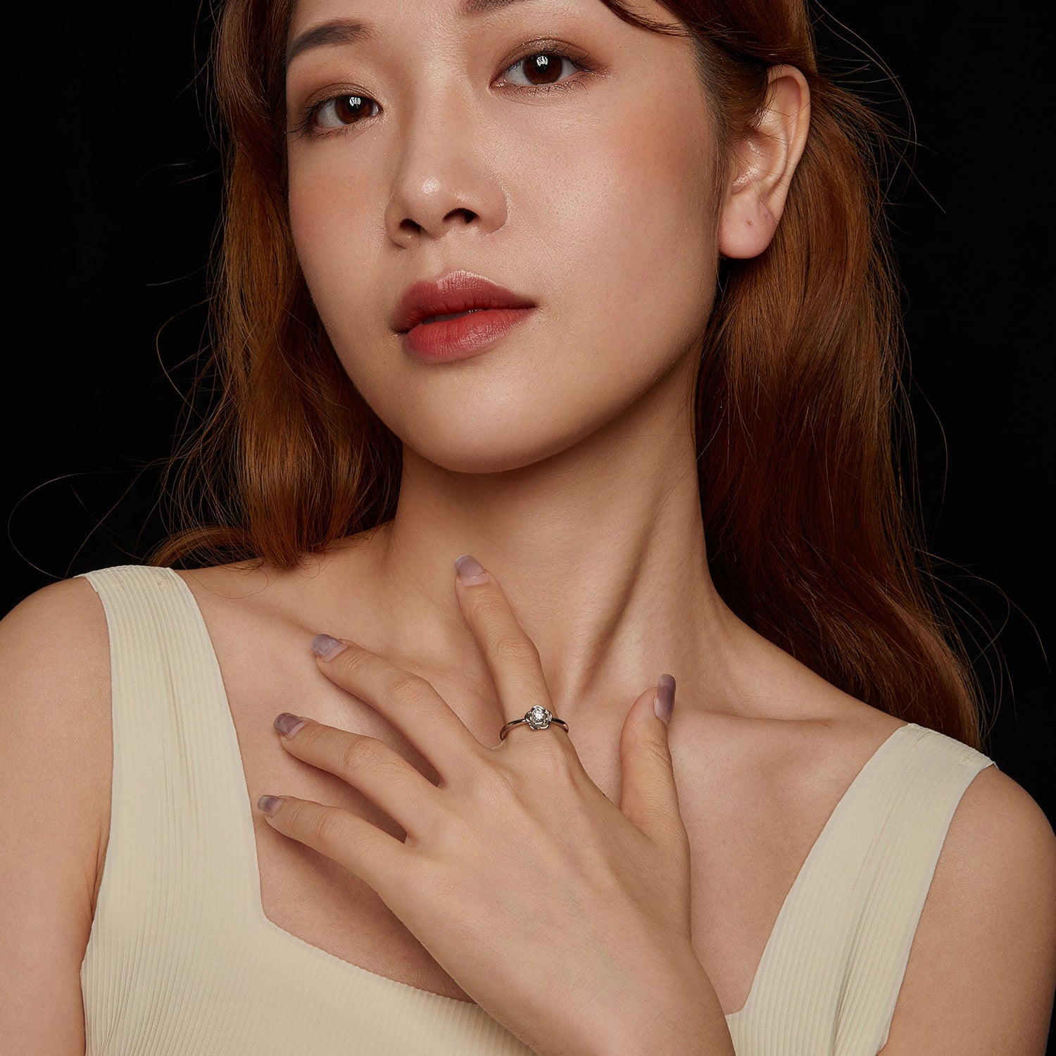 Romantic Rose Flower Moissanite Adjustable Ring | Sterling Silver