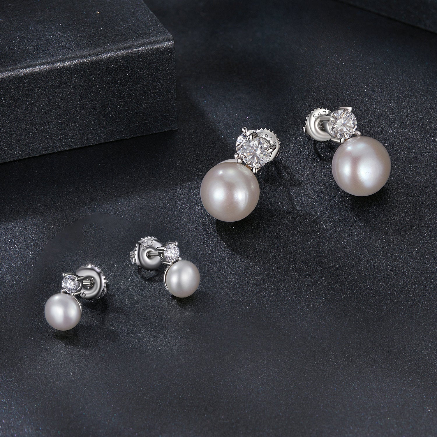 Pearl & Moissanite Stud Earrings | Sterling Silver