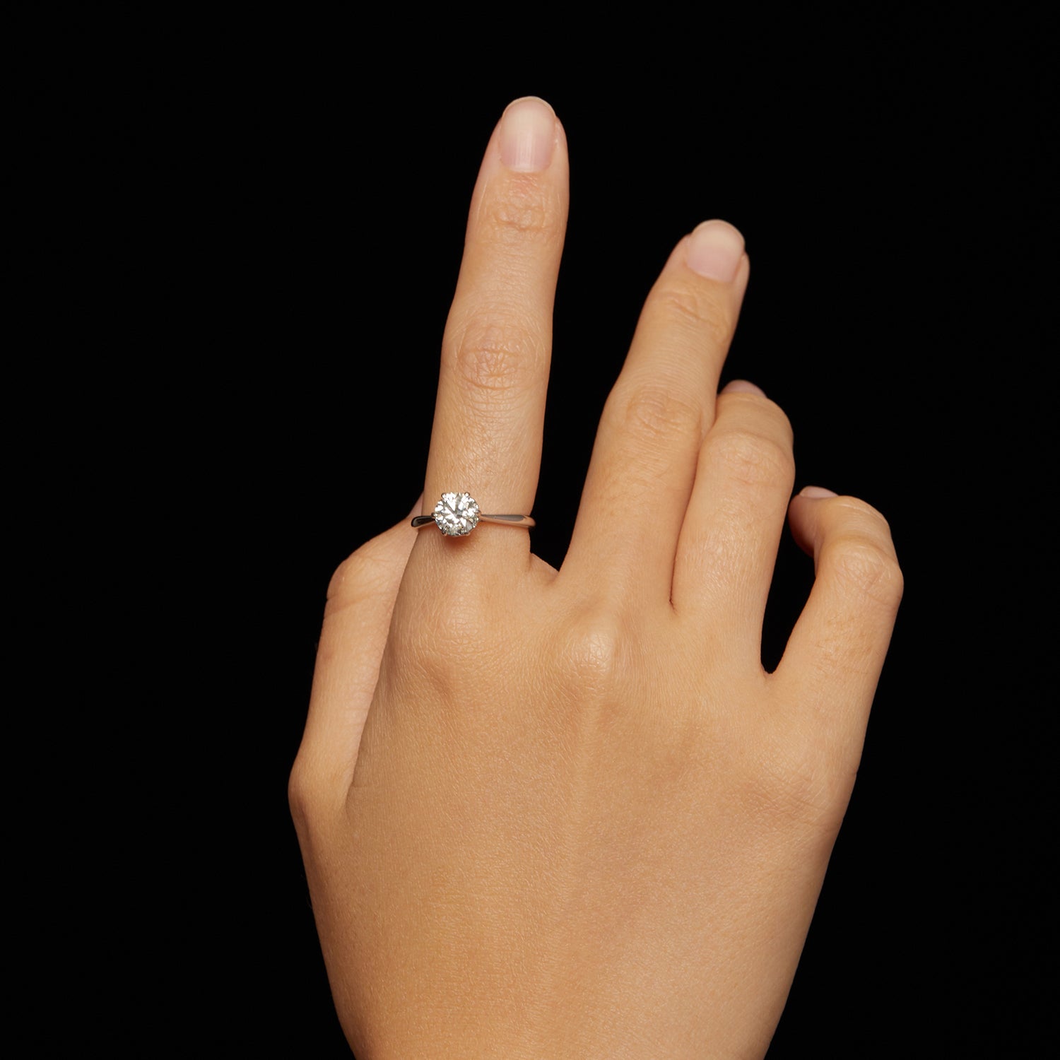 Brilliant Six-Prong Solitaire Moissanite Ring | Engagement Ring in Sterling Silver