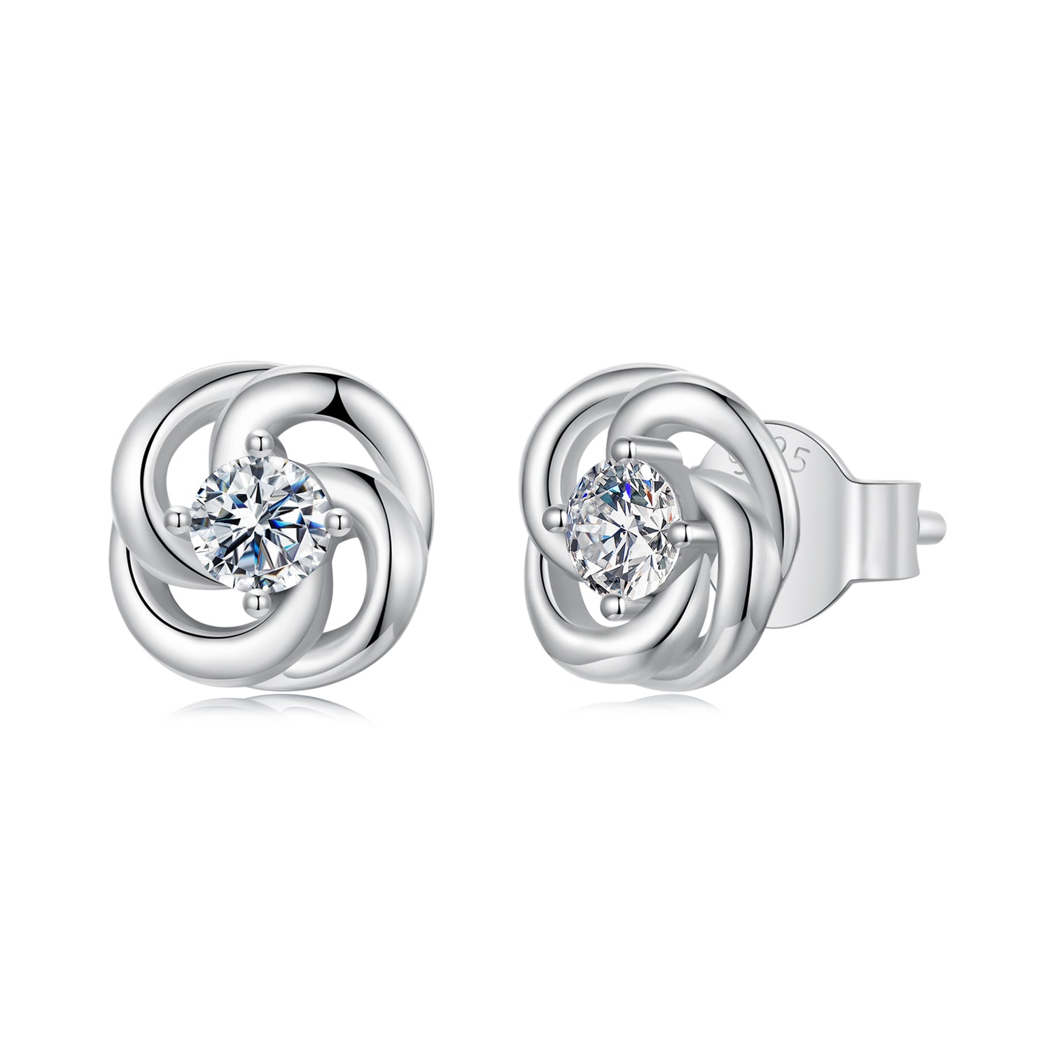 Four Leaf Clover Moissanite Stud Earrings | Sterling Silver