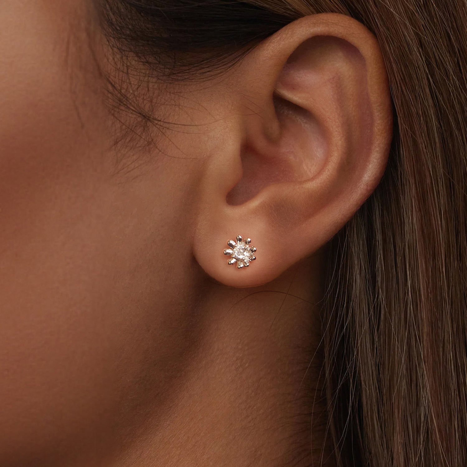 Daisy Flower Moissanite Stud Earrings | Sterling Silver
