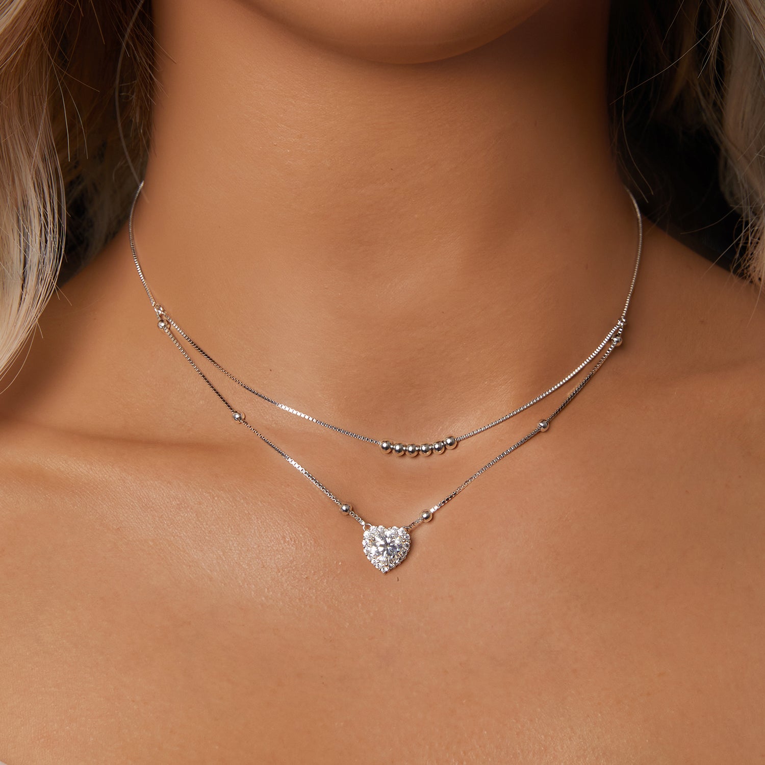 Double Layer Moissanite Necklace | 1 Carat in Sterling Silver