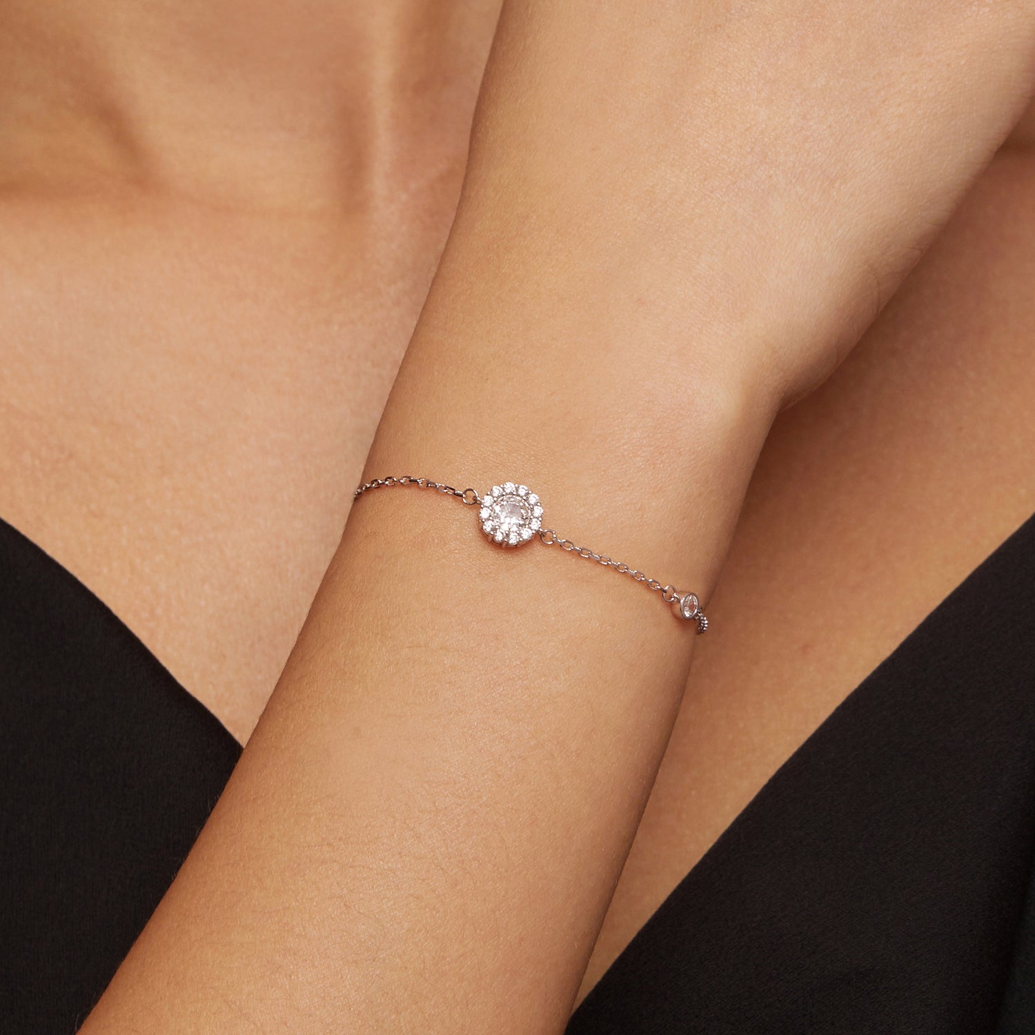 Radiant Duo Halo Moissanite Bracelet | Sterling Silver