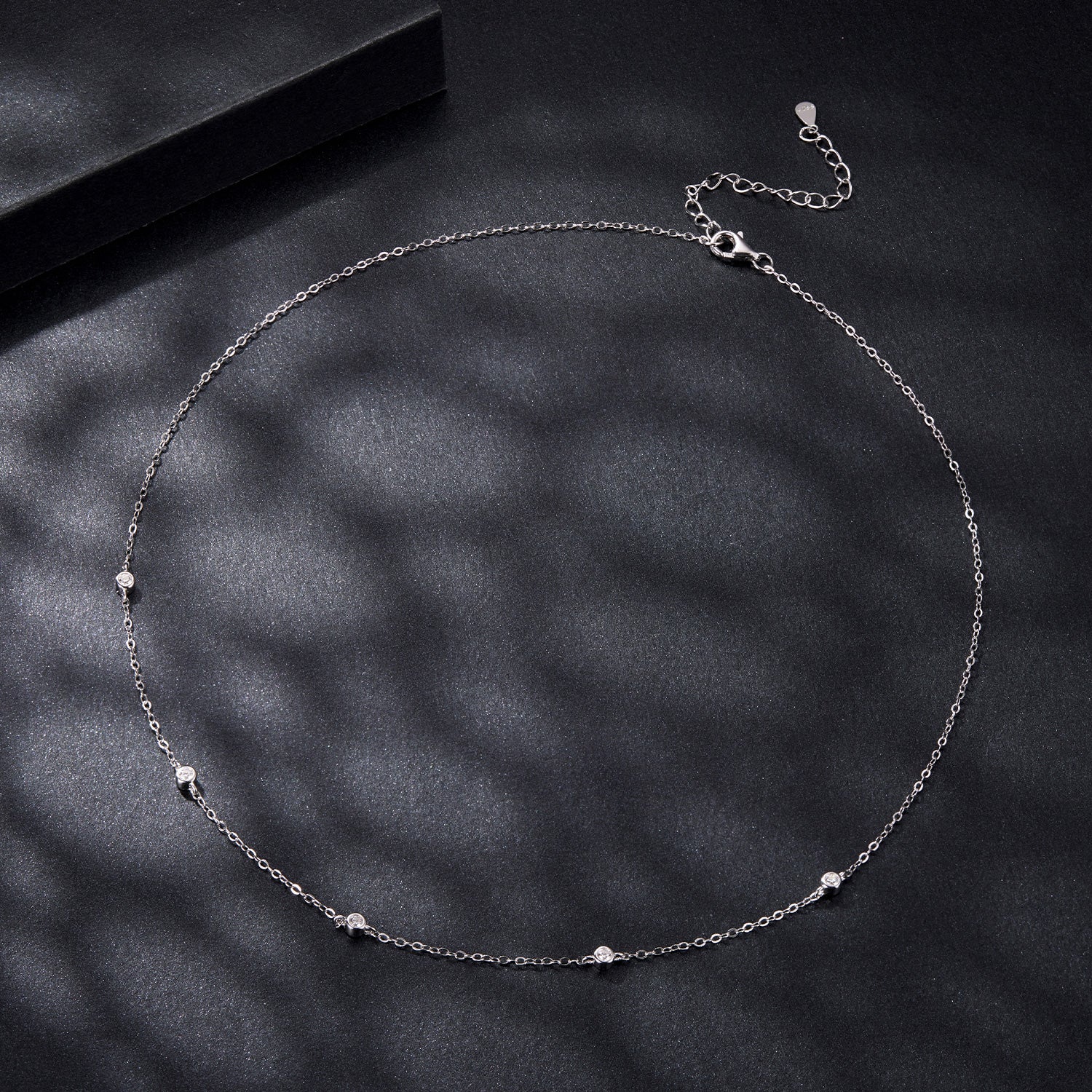 Delicate Moissanite Collarbone Necklace | Sterling Silver