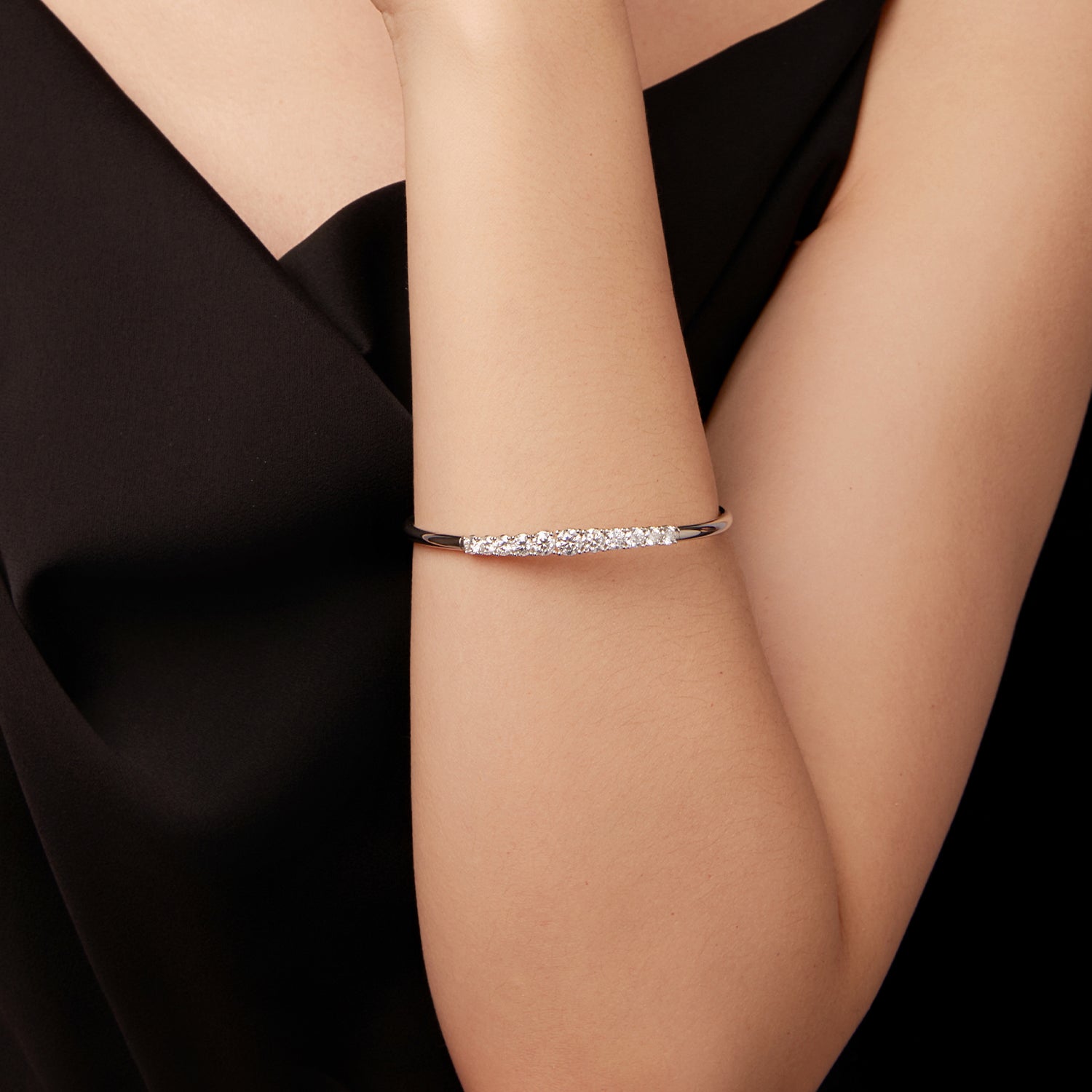 Shining Open Moissanite Bangle Bracelet | Sterling Silver