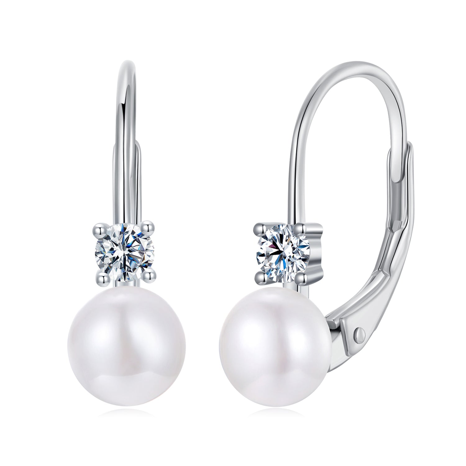 Pearl & Moissanite Hoop Earrings | Sterling Silver