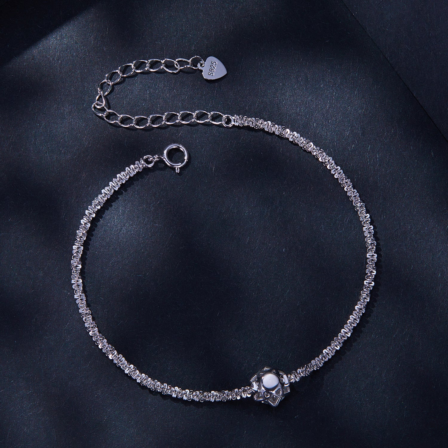 Sparkling Solitaire Moissanite Chain Bracelet | Adjustable in Sterling Silver