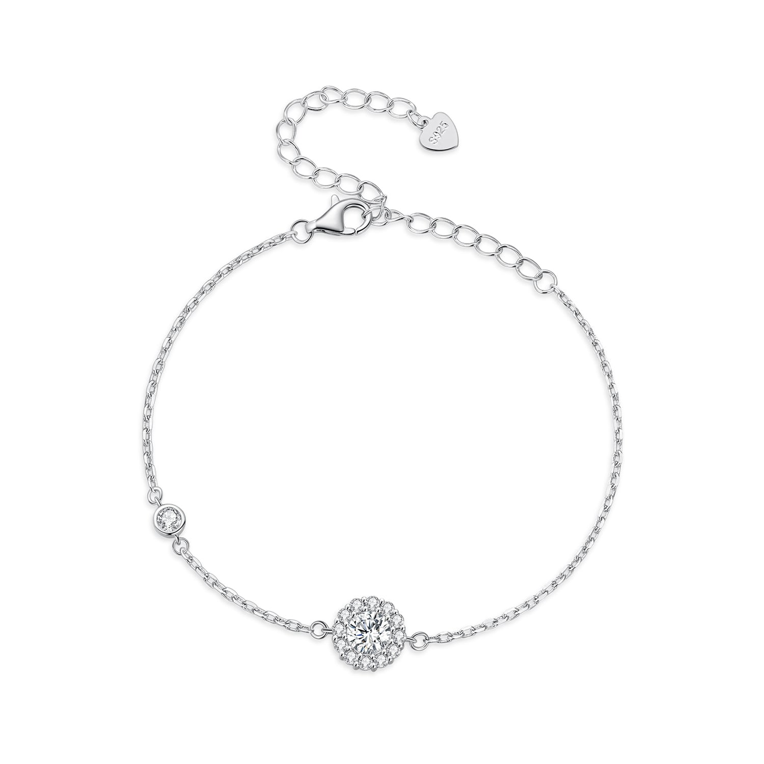 Radiant Duo Halo Moissanite Bracelet | Sterling Silver