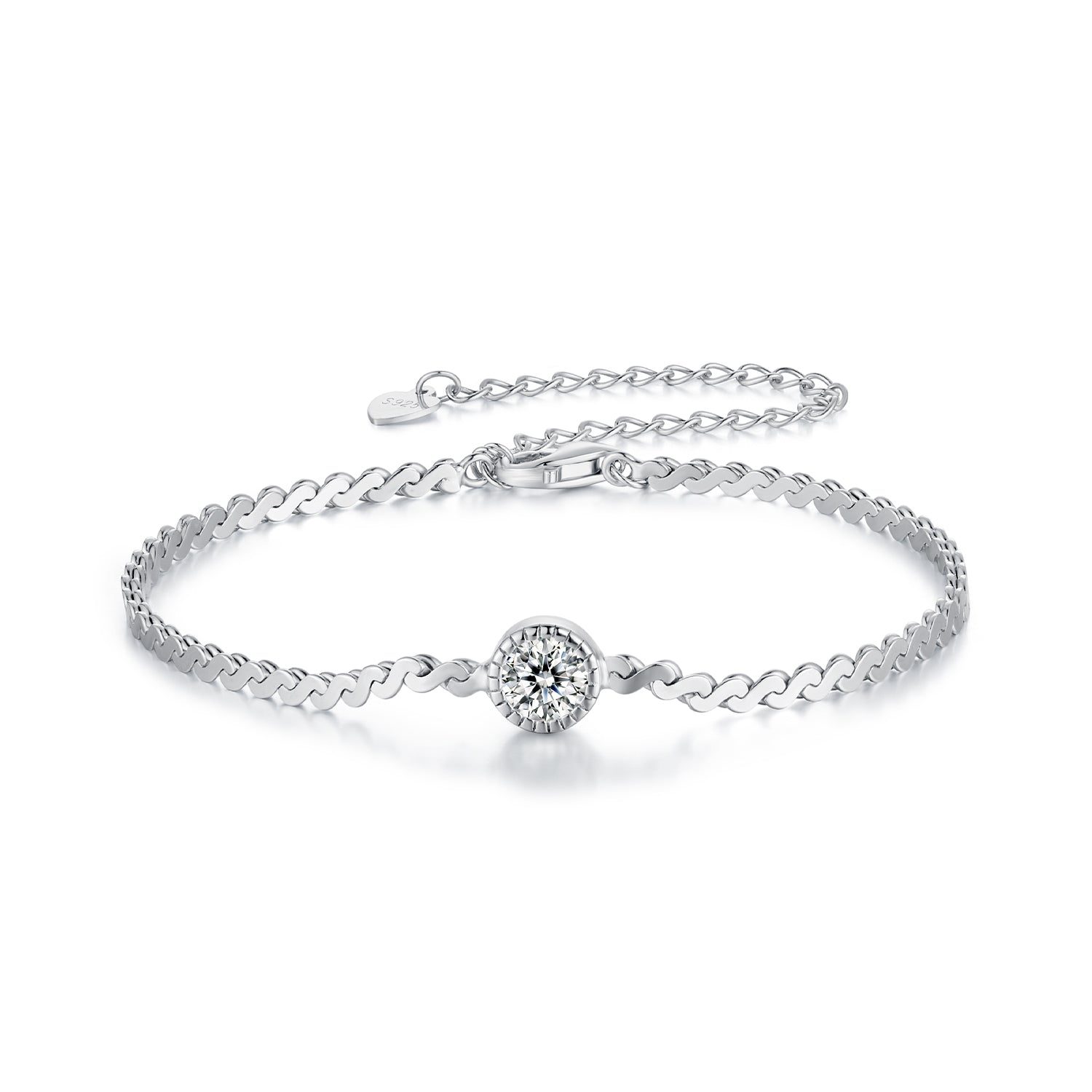 Ripple Wave Moissanite Bracelet | Sterling Silver