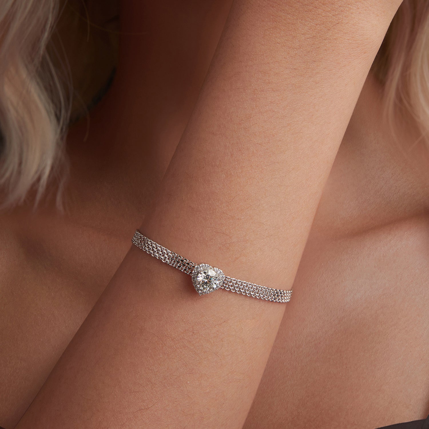 Heart Moissanite Braided Bracelet | 1 Carat in Sterling Silver