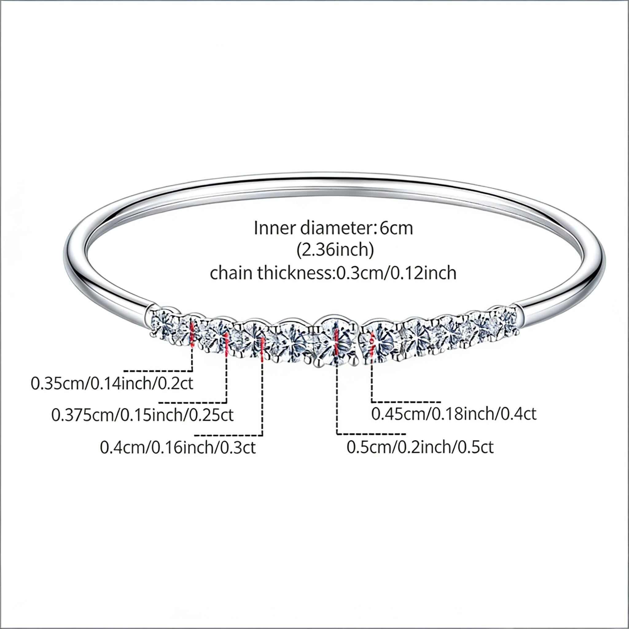 Shining Open Moissanite Bangle Bracelet | Sterling Silver