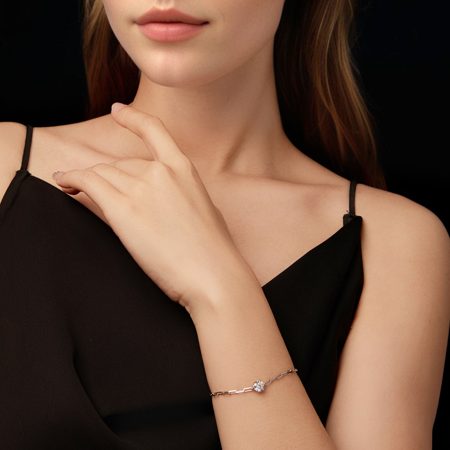 Paperclip Chain Moissanite Bracelet | Sterling Silver