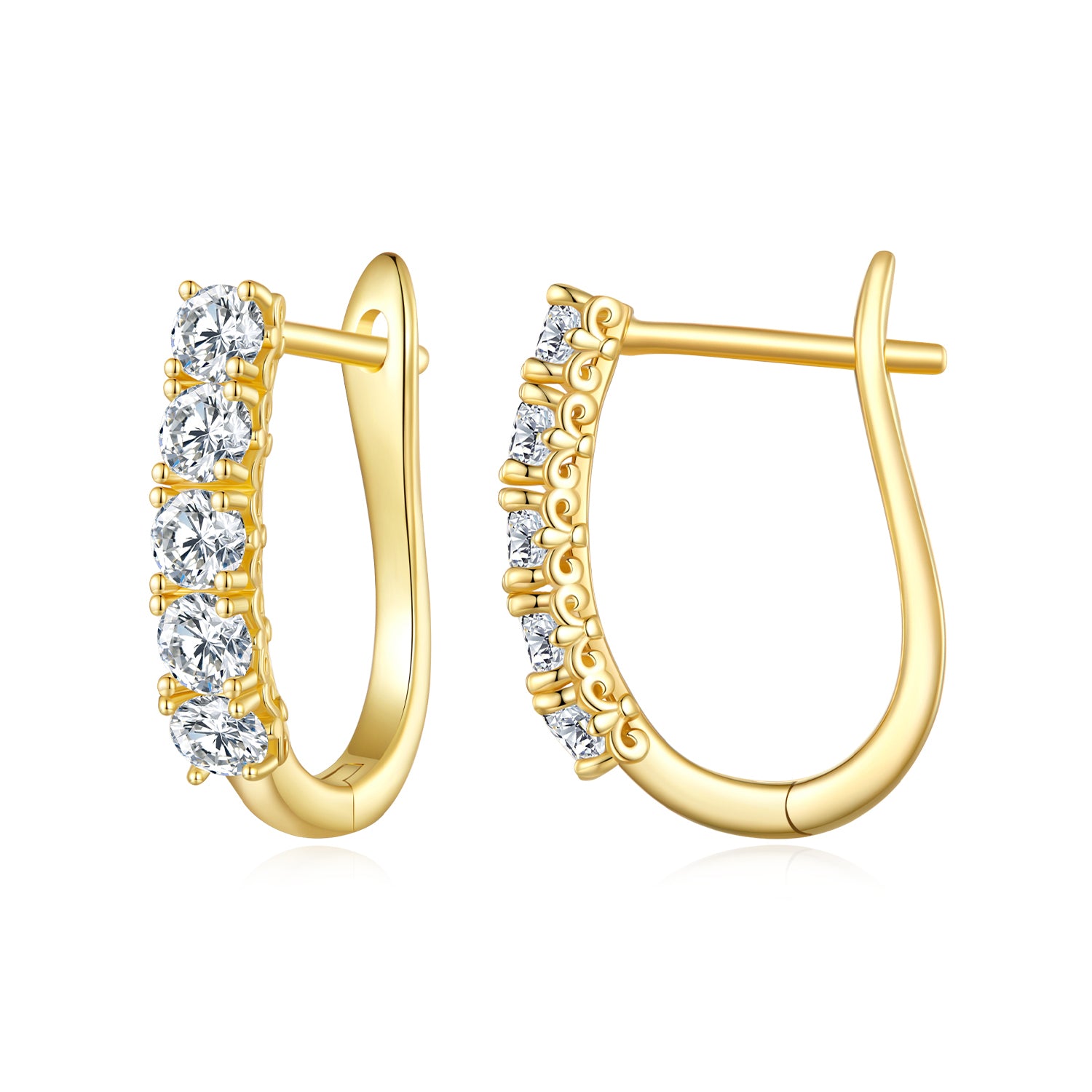 Five-Stone Moissanite Huggie Hoop Earrings | Sterling Silver