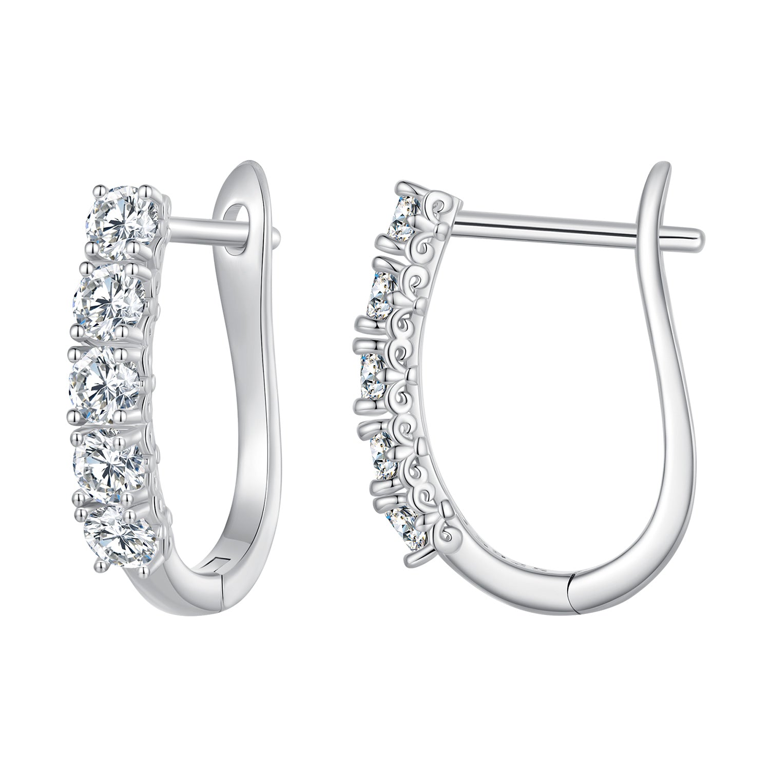 Five-Stone Moissanite Huggie Hoop Earrings | Sterling Silver