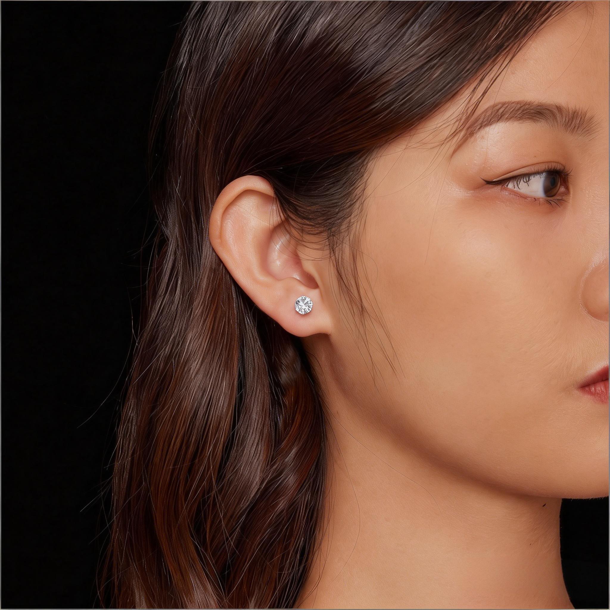 Bezel-Set Moissanite Stud Earrings | Screw-Back in Sterling Silver