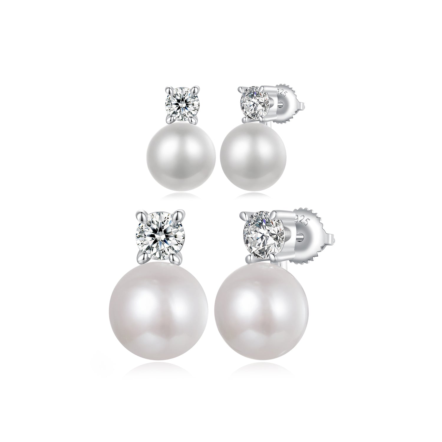 Pearl & Moissanite Stud Earrings | Sterling Silver