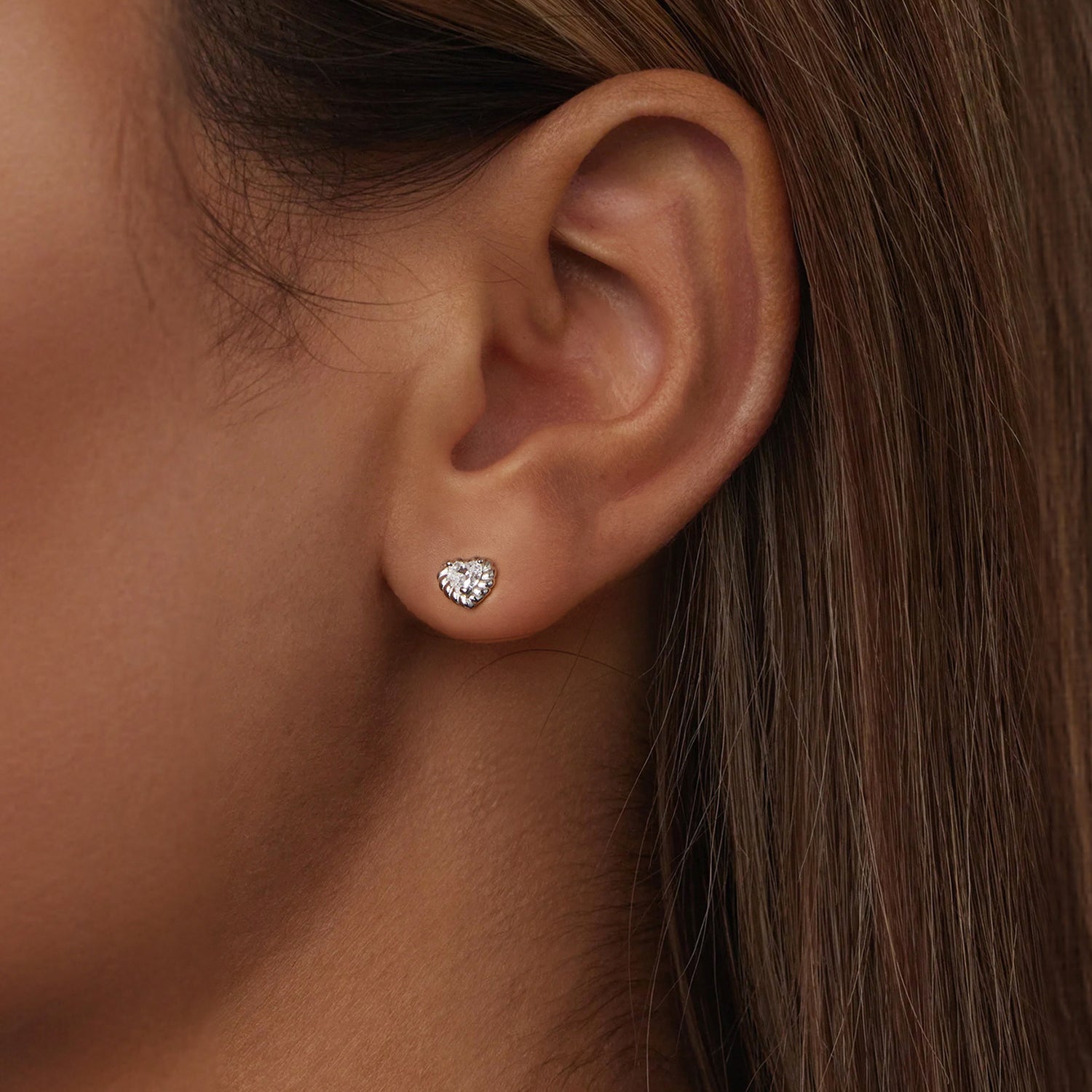 Woven Heart Moissanite Stud Earrings | Screw-Back in Sterling Silver