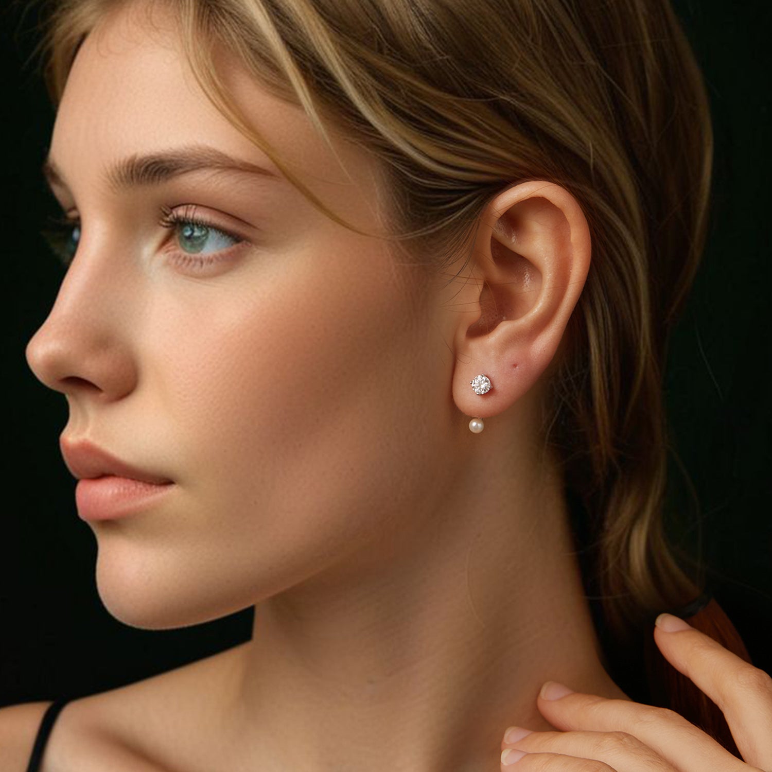 Pearl & Moissanite Drop Earrings | Sterling Silver