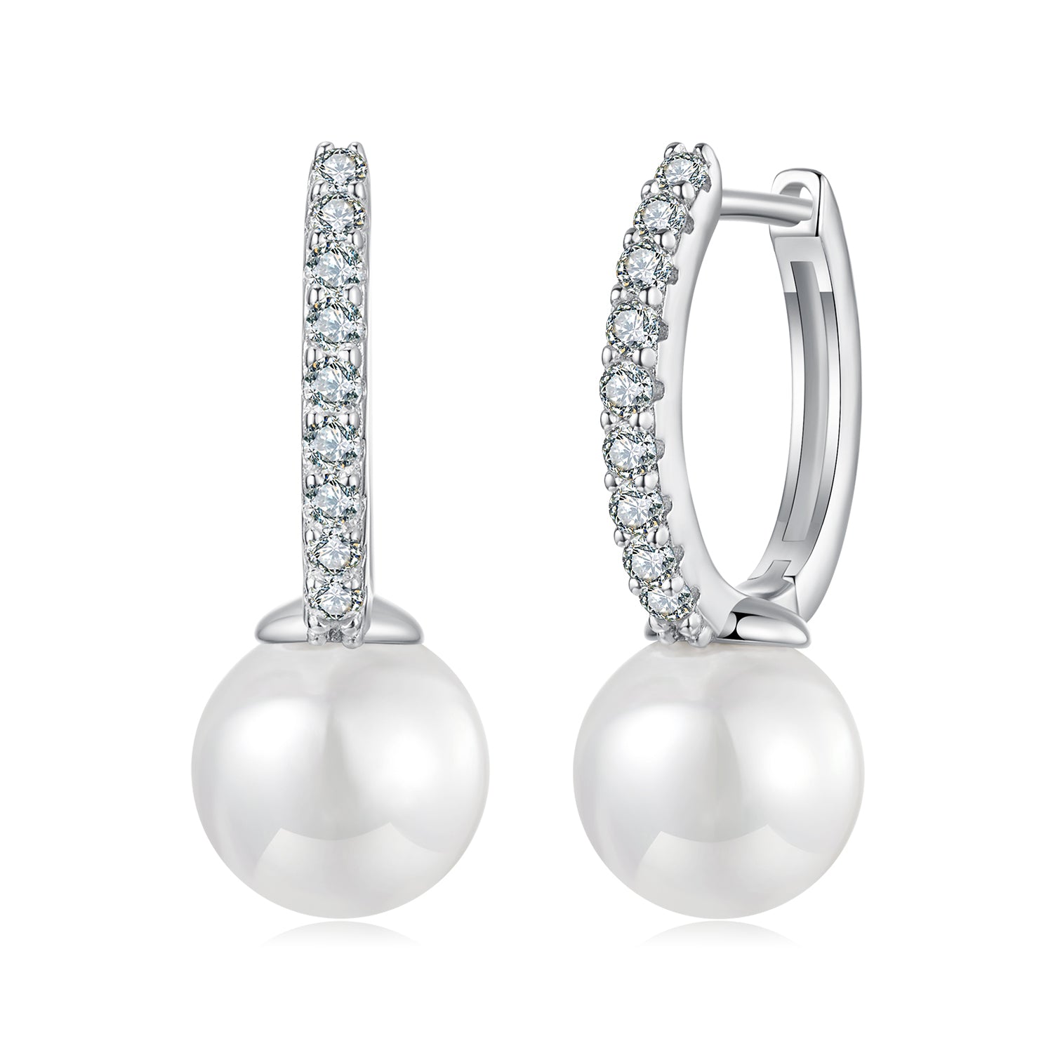 Pearl & Moissanite Drop Earrings | Sterling Silver