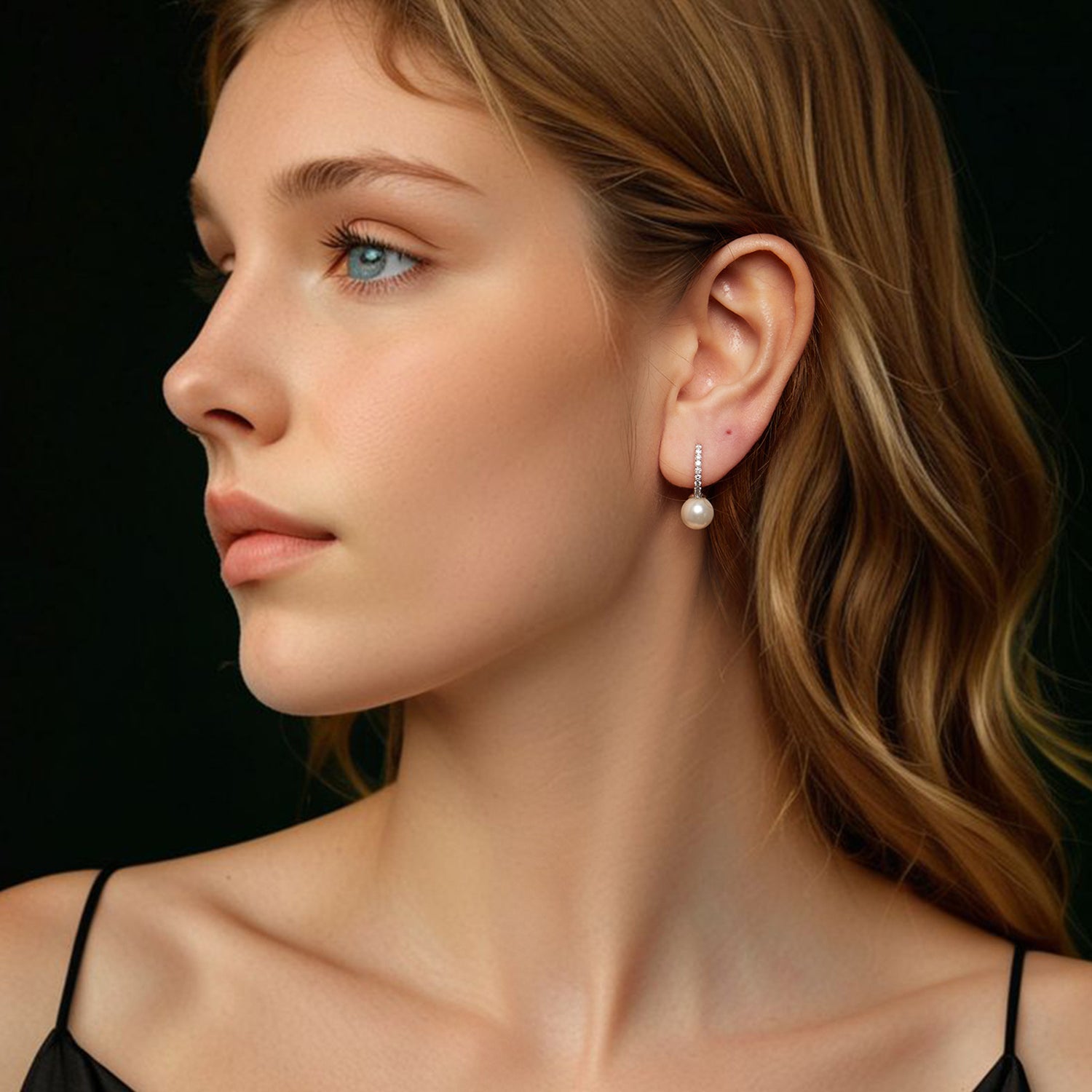 Pearl & Moissanite Drop Earrings | Sterling Silver