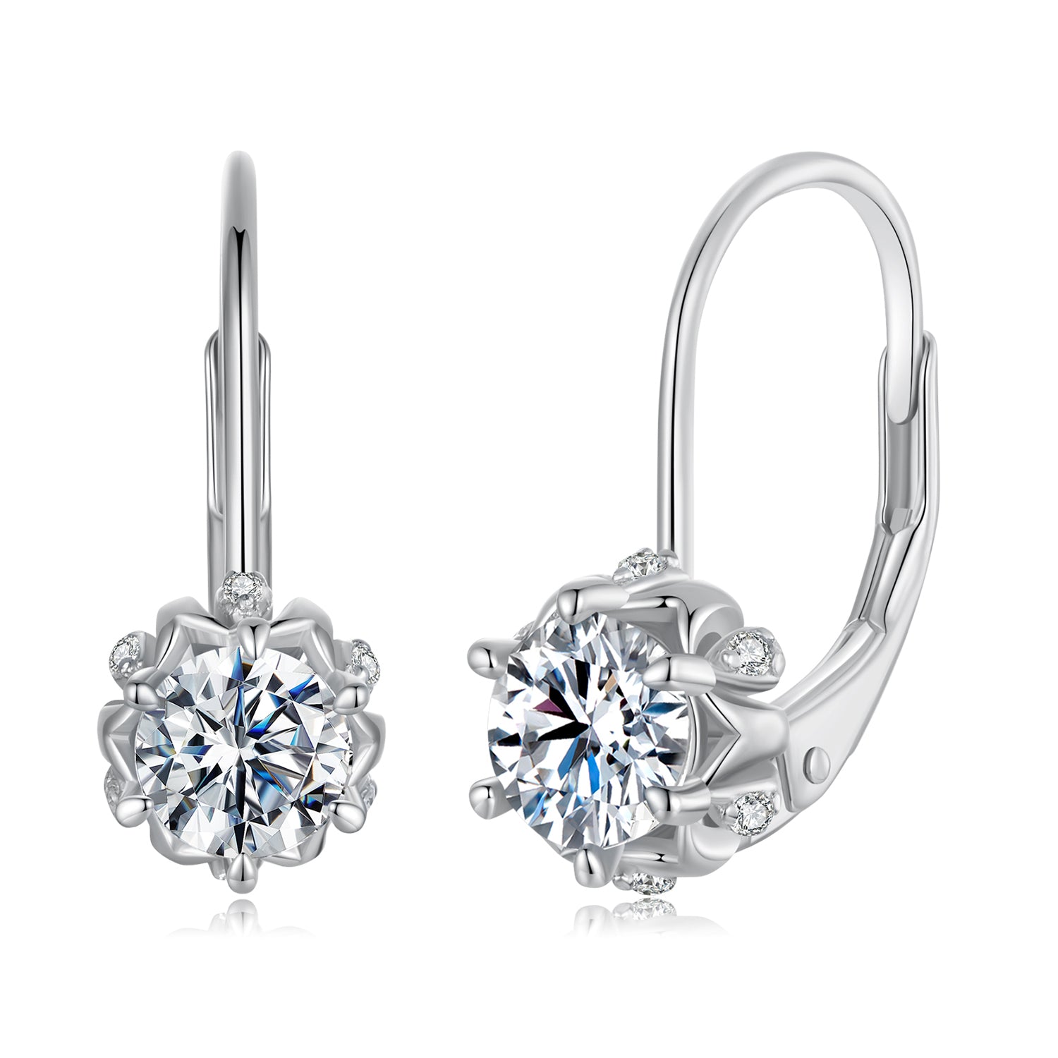 Blooming Bud Moissanite Earrings | Lever-Back in Sterling Silver