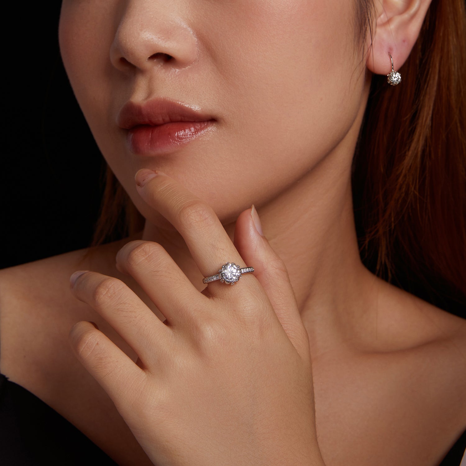 Blooming Bud Moissanite Ring | Pavé Band in Sterling Silver