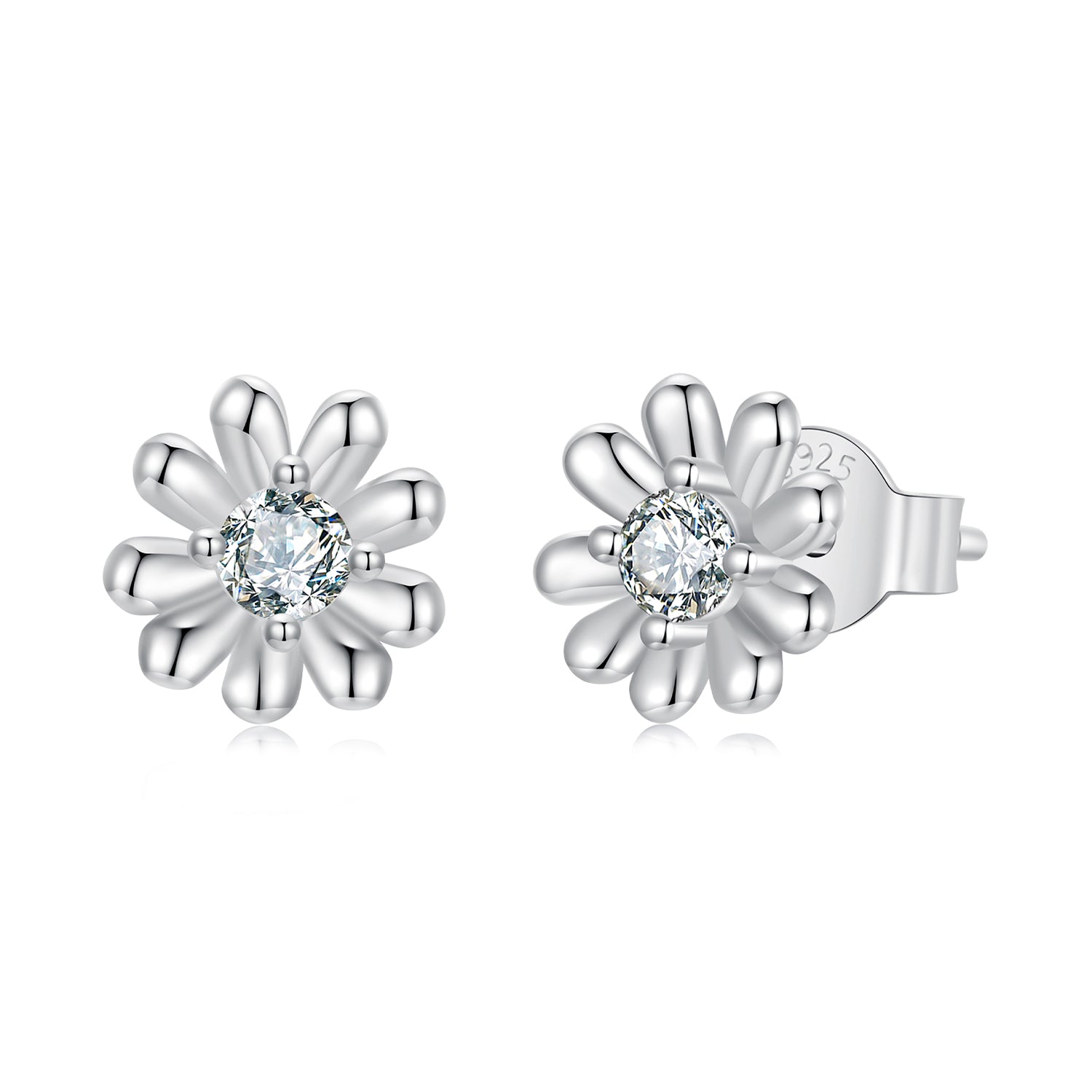 Daisy Flower Moissanite Stud Earrings | Sterling Silver