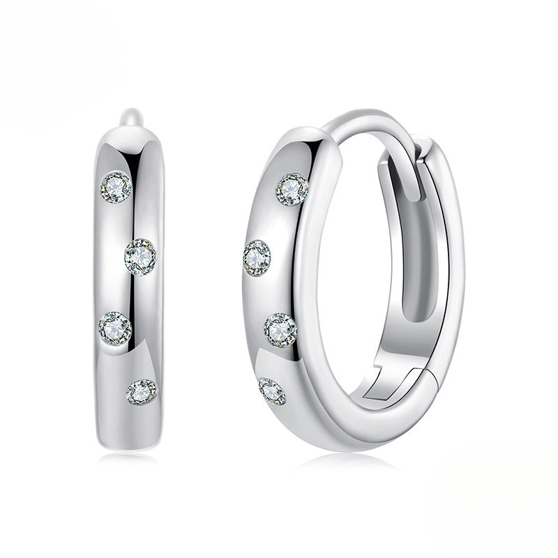 Moissanite Huggie Hoop Earrings | Sterling Silver