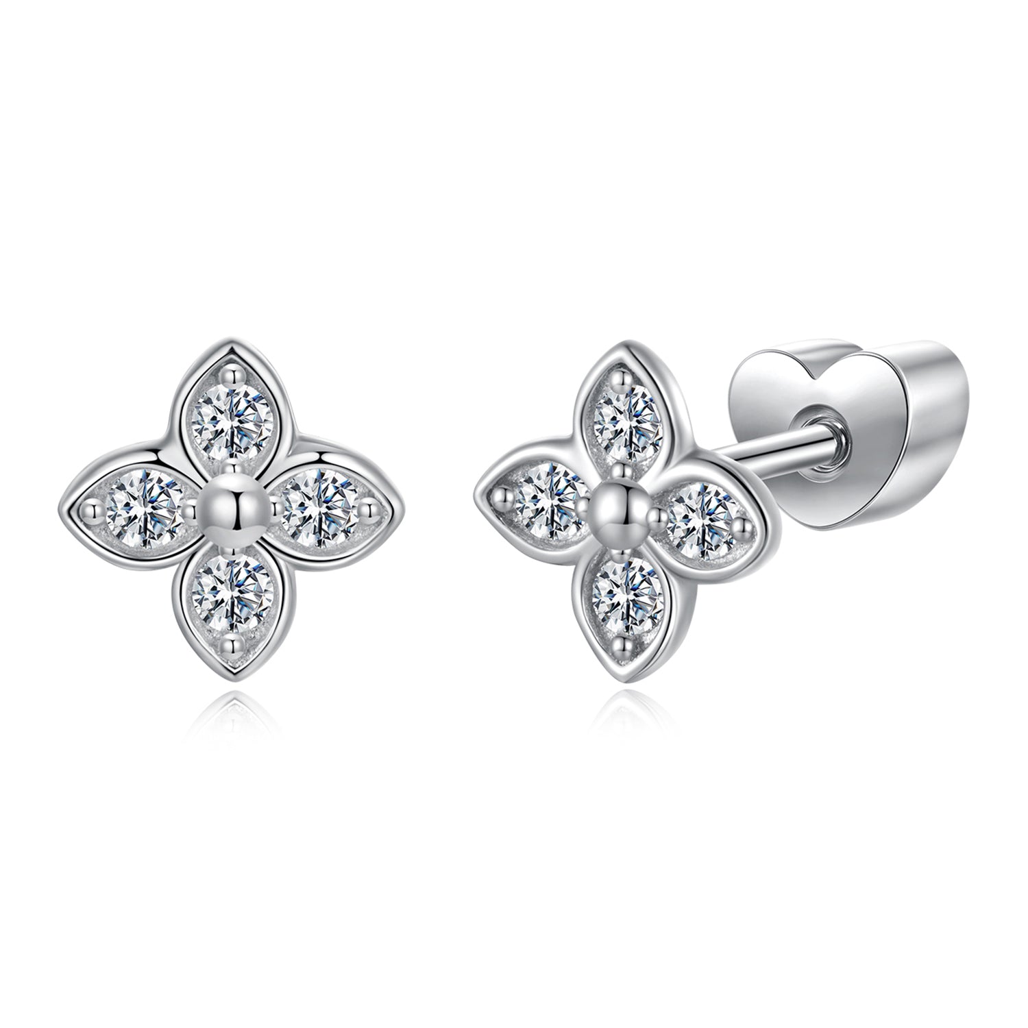Four Leaf Clover Moissanite Earrings | Sterling Silver