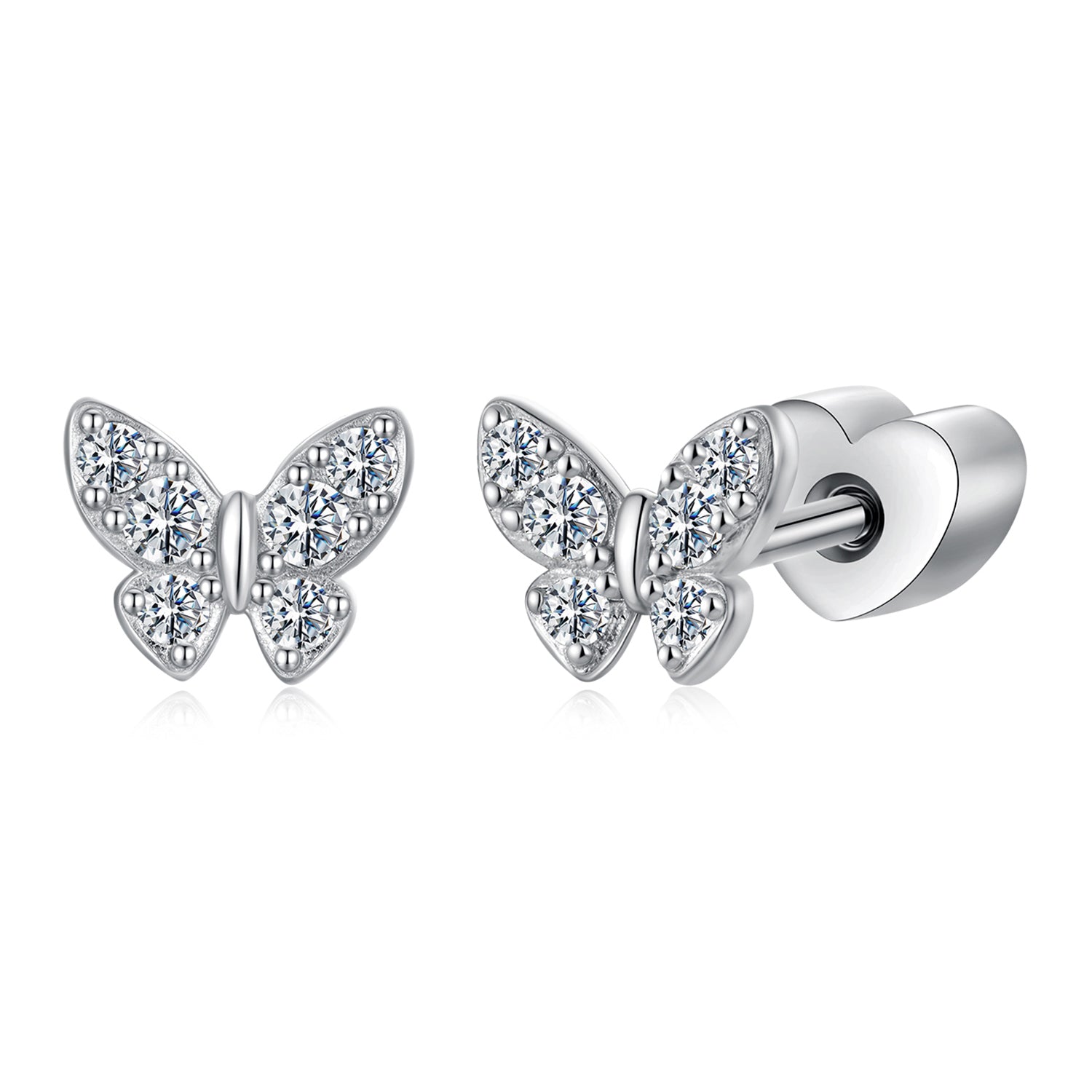 Delicate Butterfly Moissanite Stud Earrings | Sterling Silver