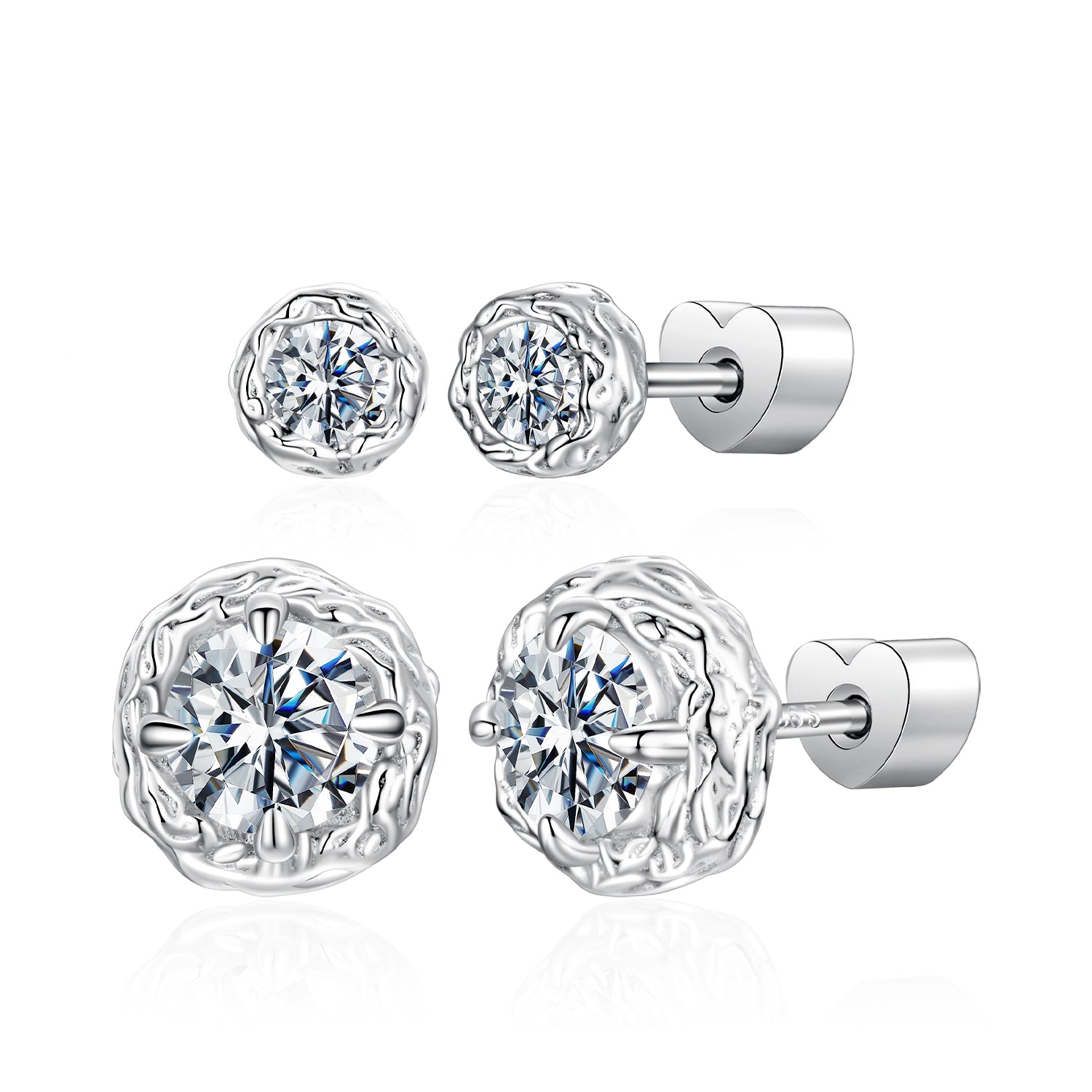 Lace Moissanite Stud Earrings | Sterling Silver