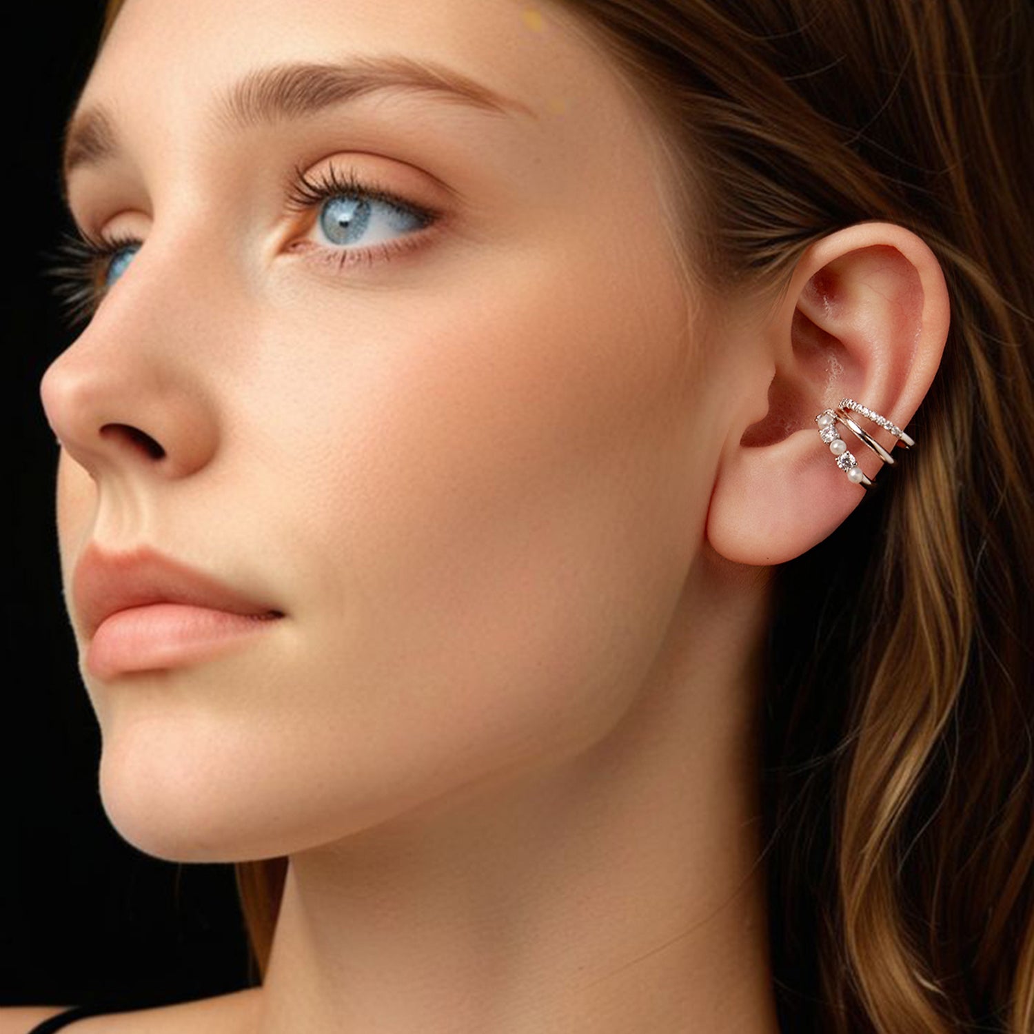 Pearl & Moissanite Ear Cuff | No Piercing Sterling Silver