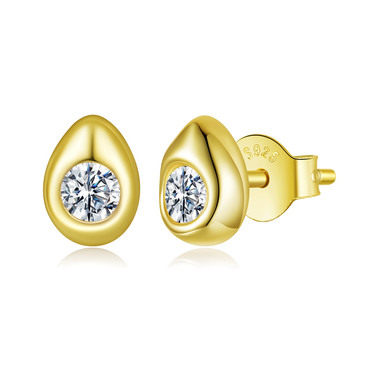 Teardrop Moissanite Stud Earrings | Sterling Silver