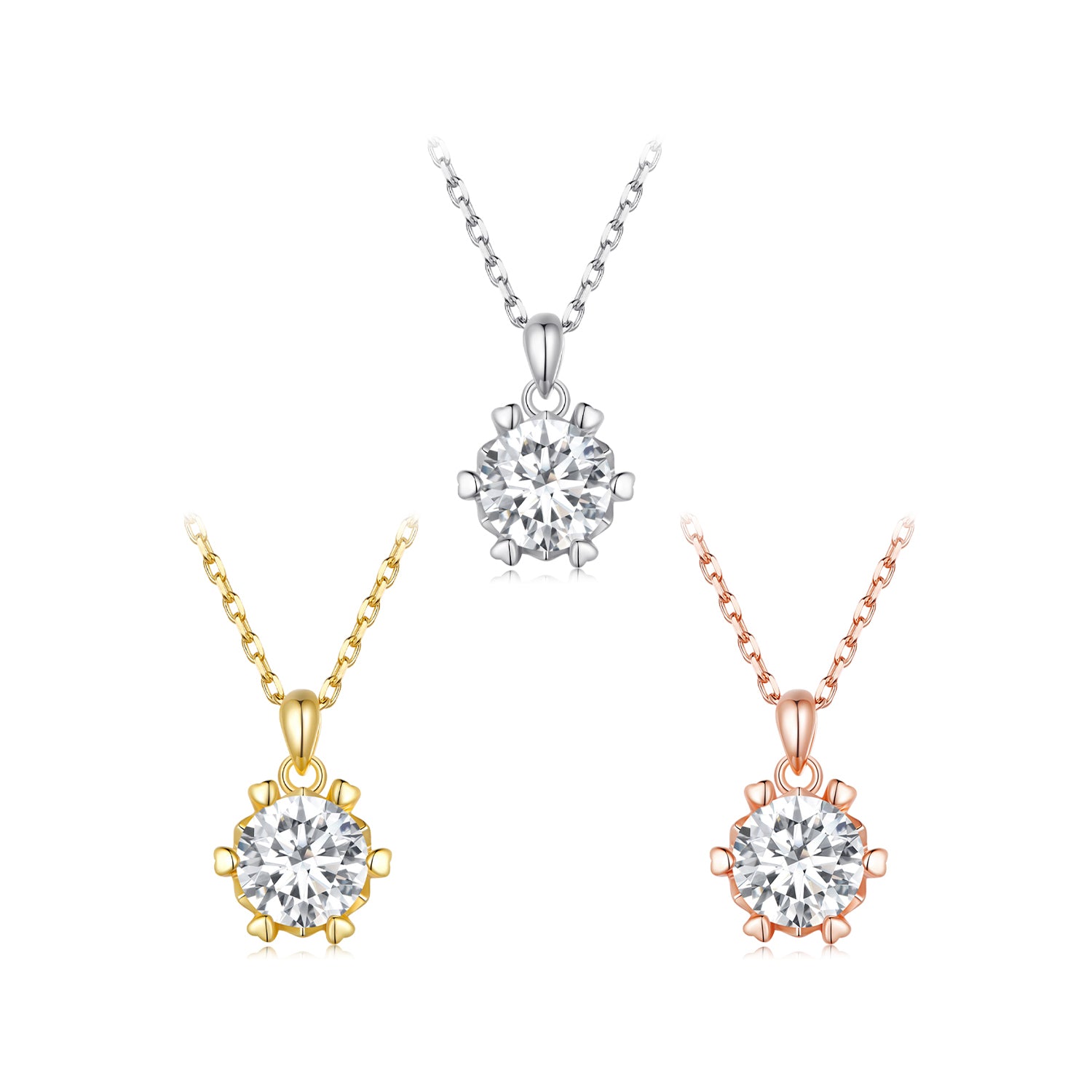 Hexagon Moissanite Pendant Necklace | 1 Carat in Sterling Silver