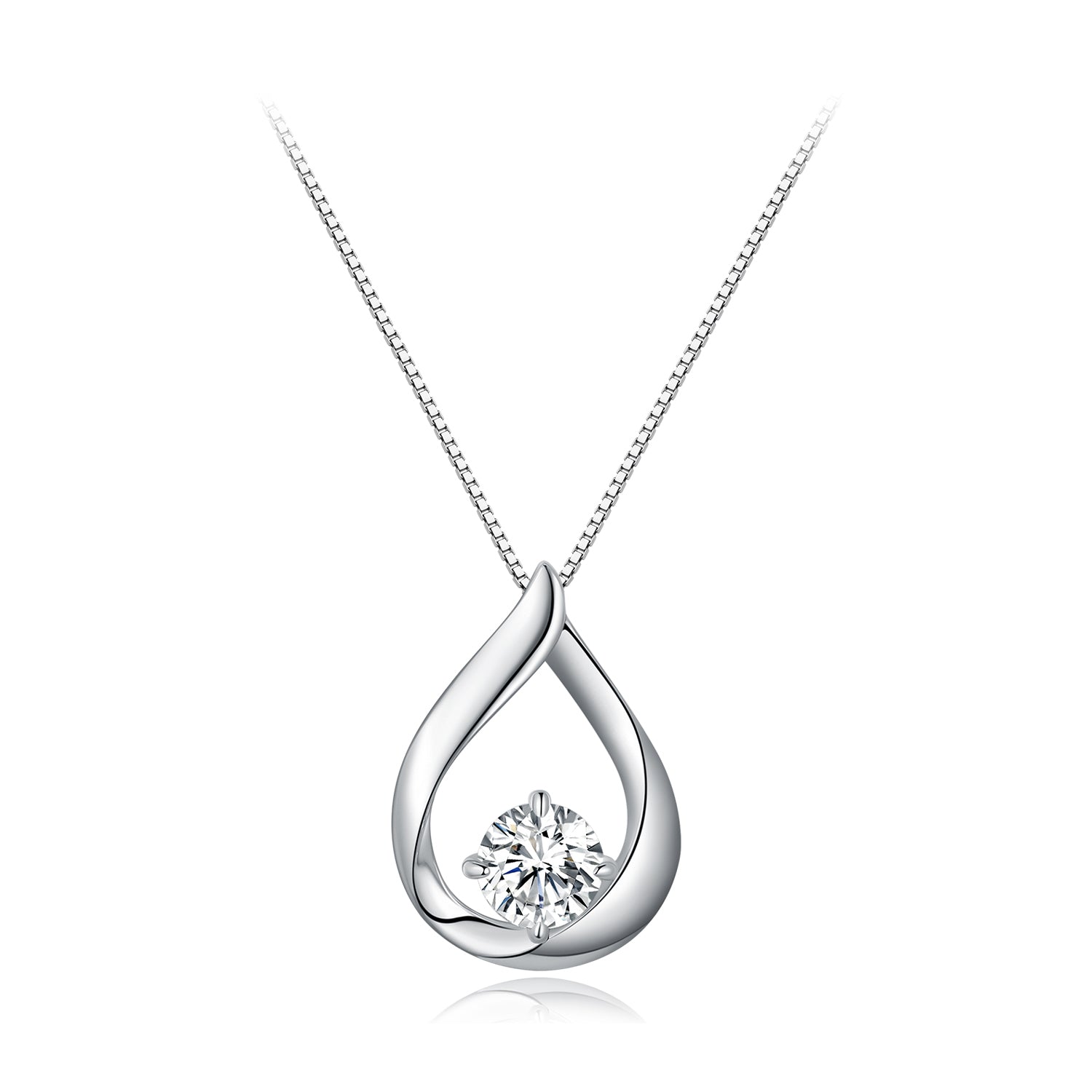 Eternal Teardrop Dancing Moissanite Pendant Necklace | Sterling Silver