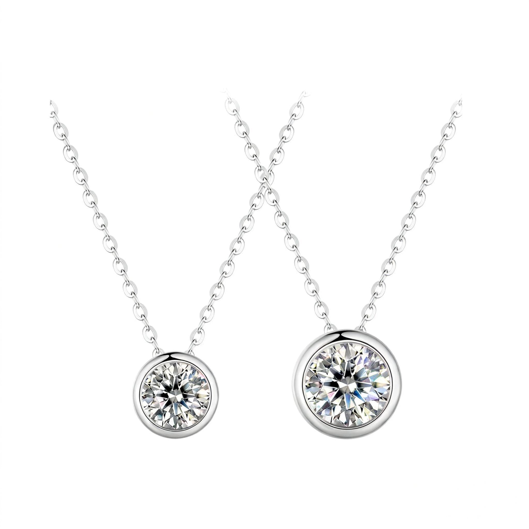 Bezel-Set Moissanite Pendant Necklace | Sterling Silver