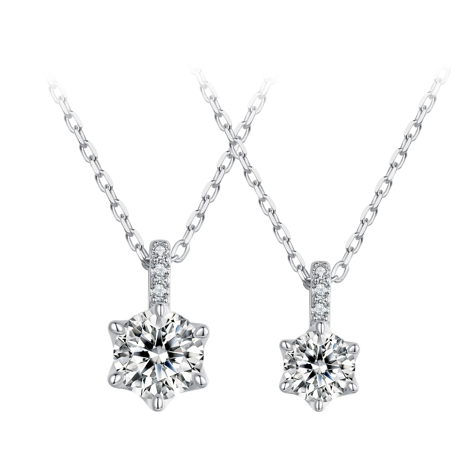 Classic Six-Prong Solitaire Moissanite Pendant Necklace | Sterling Silver